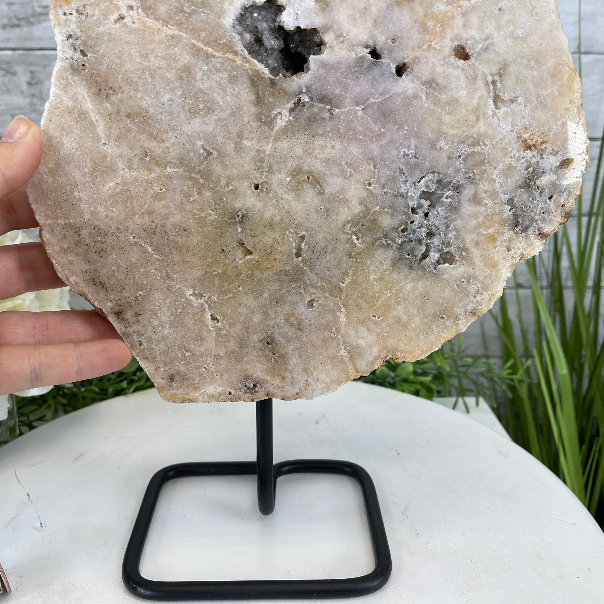 Pink Amethyst Slice on a Stand, 9.3 lbs and 14.2" Tall #5742-0029 by Brazil Gems - Brazil GemsBrazil GemsPink Amethyst Slice on a Stand, 9.3 lbs and 14.2" Tall #5742-0029 by Brazil GemsSlices on Fixed Bases5742-0029