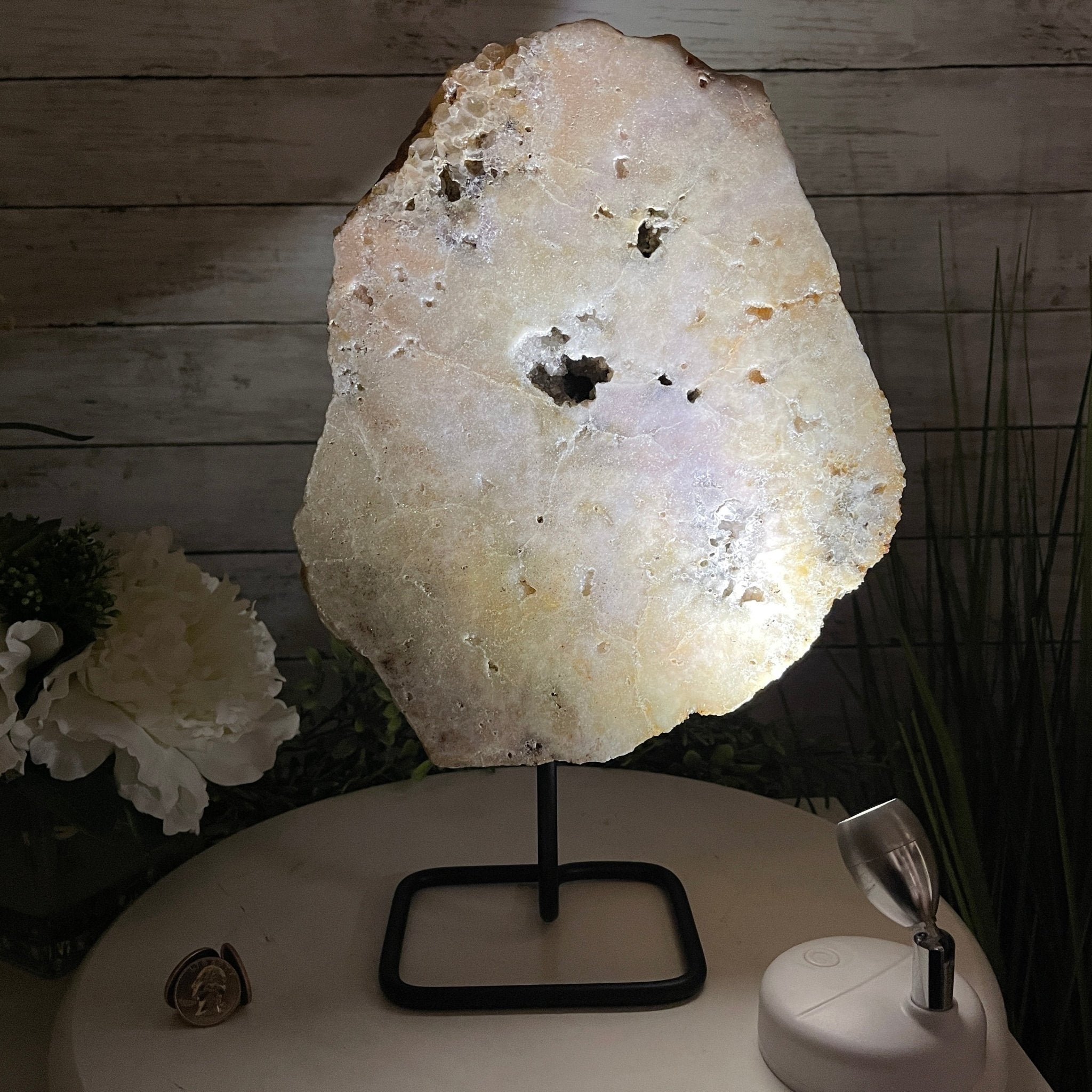 Pink Amethyst Slice on a Stand, 9.3 lbs and 14.2" Tall #5742-0029 by Brazil Gems - Brazil GemsBrazil GemsPink Amethyst Slice on a Stand, 9.3 lbs and 14.2" Tall #5742-0029 by Brazil GemsSlices on Fixed Bases5742-0029
