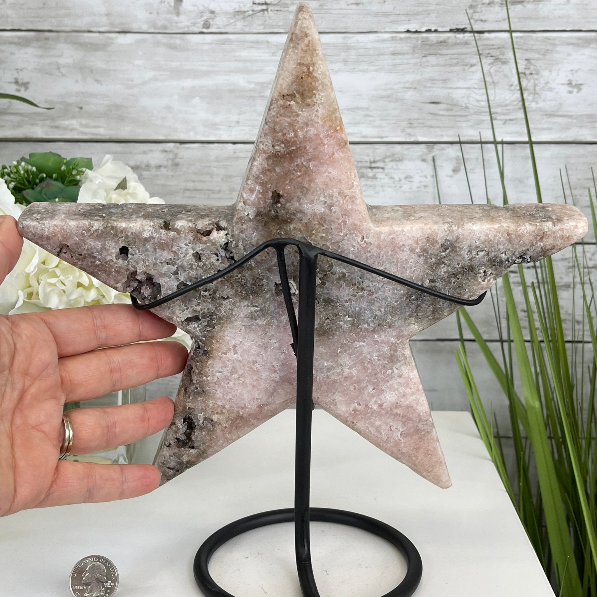 Pink Amethyst Star on a Metal Stand 11.25" Tall #5746-0022 by Brazil Gems - Brazil GemsBrazil GemsPink Amethyst Star on a Metal Stand 11.25" Tall #5746-0022 by Brazil GemsStars5746-0022