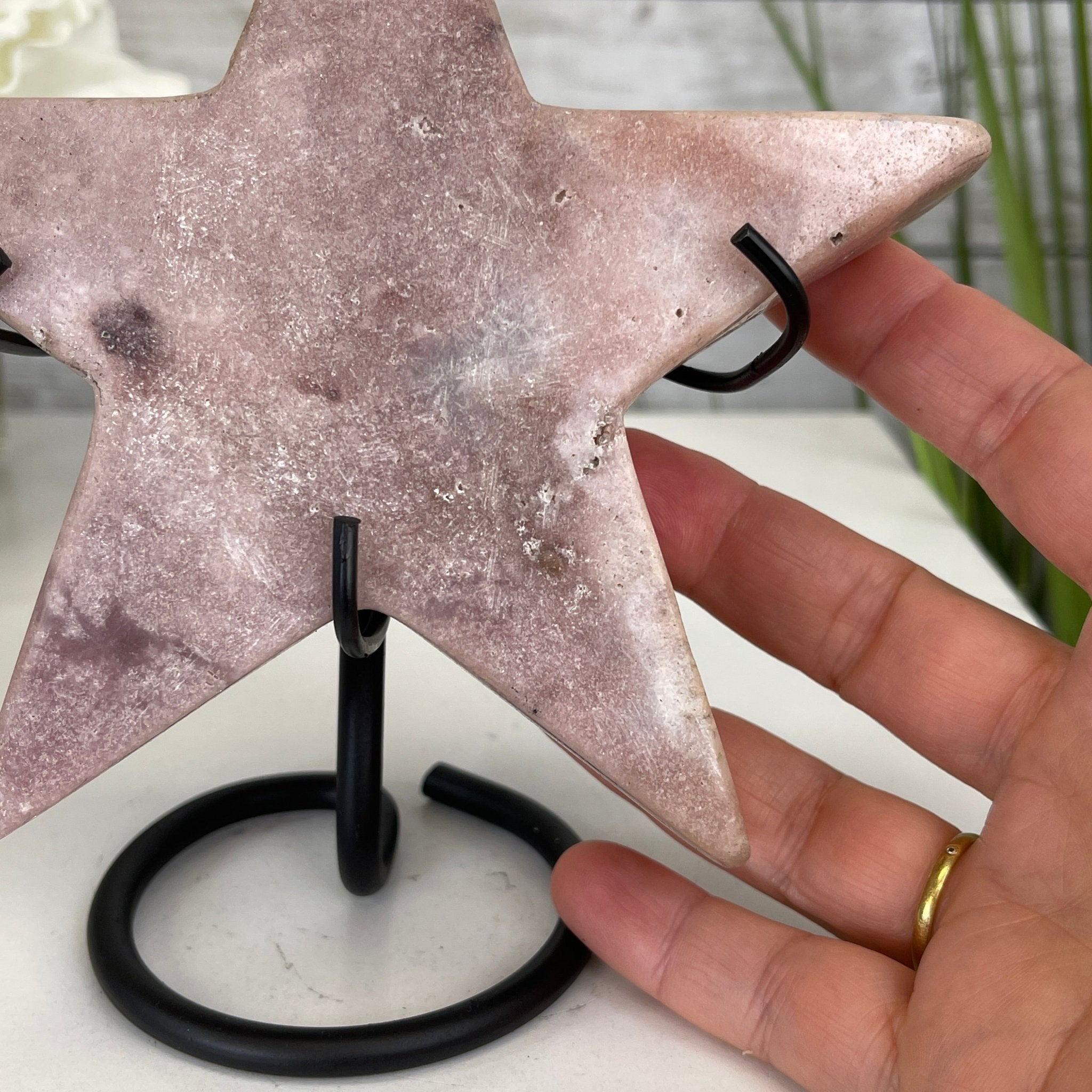 Pink Amethyst Star on a Metal Stand 6.75" Tall #5746-0010 by Brazil Gems - Brazil GemsBrazil GemsPink Amethyst Star on a Metal Stand 6.75" Tall #5746-0010 by Brazil GemsStars5746-0010