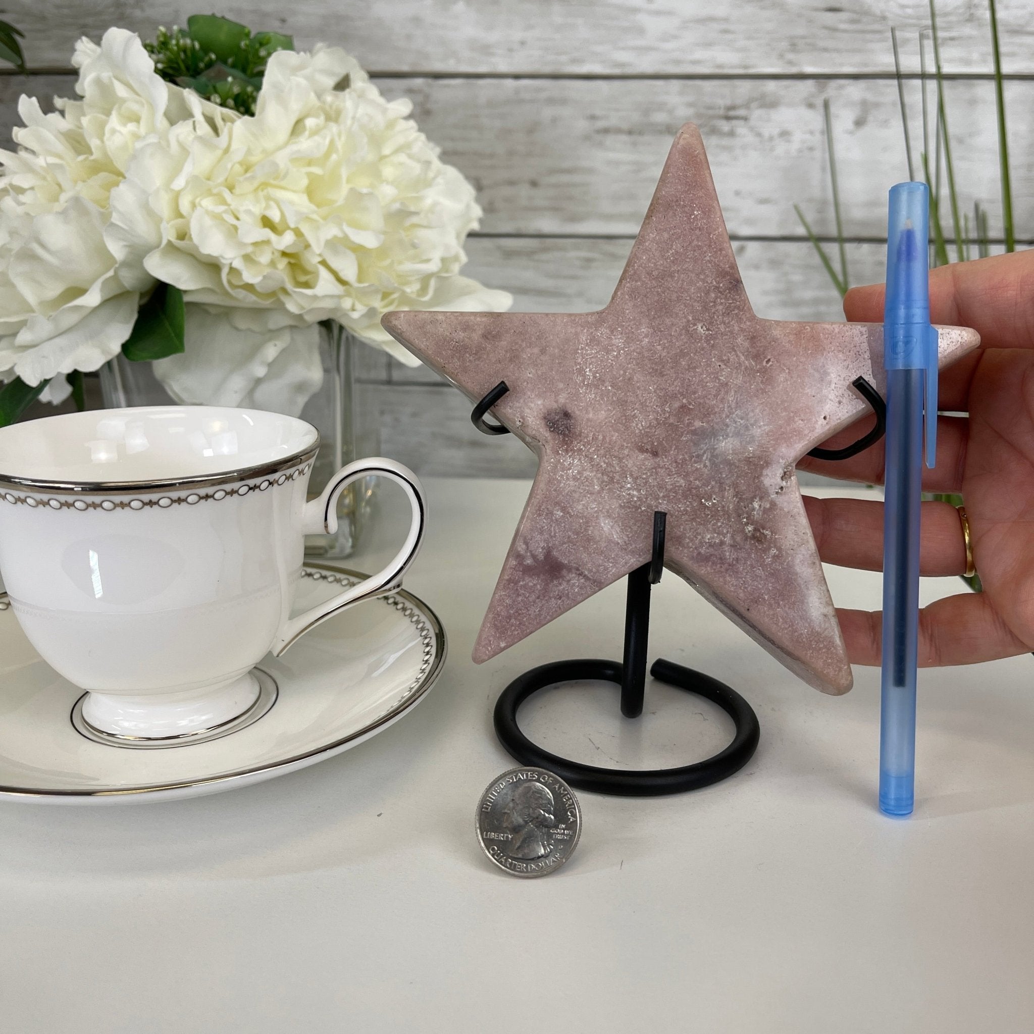 Pink Amethyst Star on a Metal Stand 6.75" Tall #5746-0010 by Brazil Gems - Brazil GemsBrazil GemsPink Amethyst Star on a Metal Stand 6.75" Tall #5746-0010 by Brazil GemsStars5746-0010