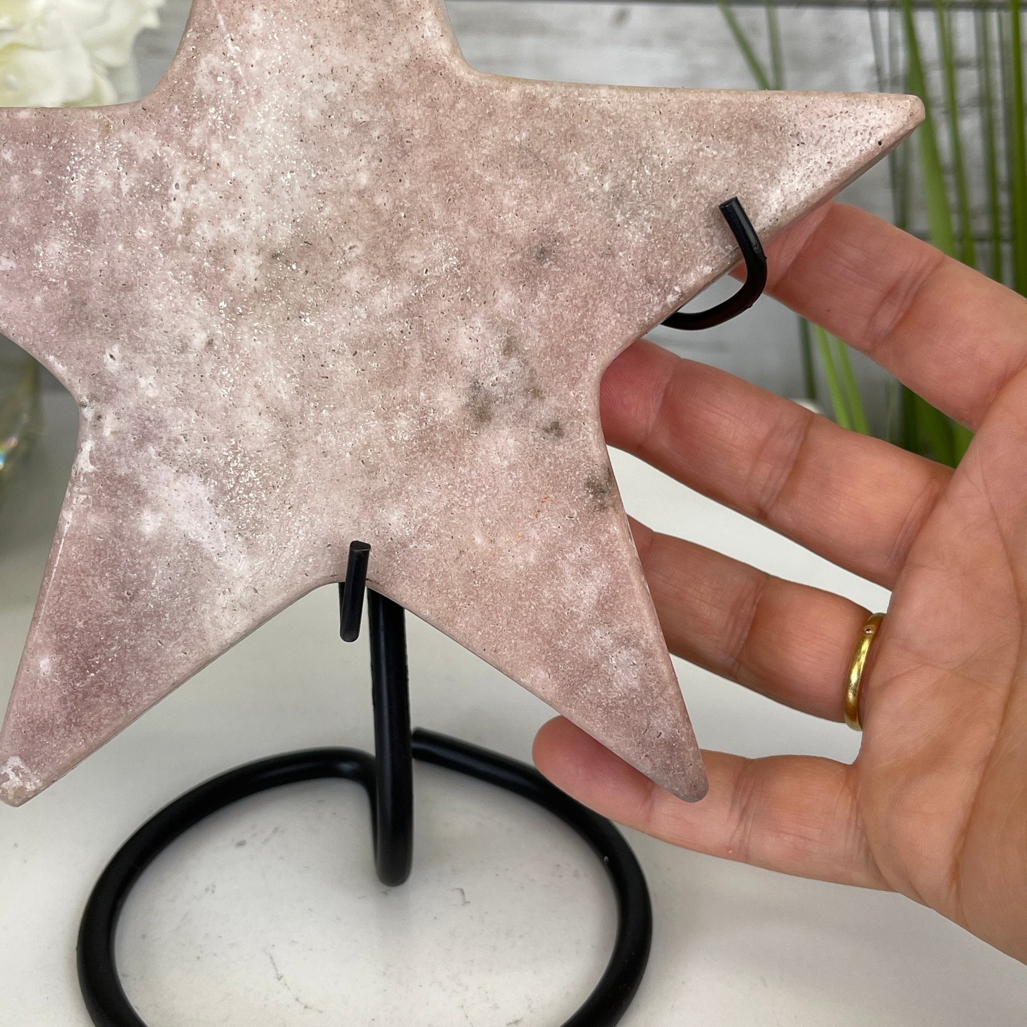Pink Amethyst Star on a Metal Stand 6.75" Tall #5746-0016 by Brazil Gems - Brazil GemsBrazil GemsPink Amethyst Star on a Metal Stand 6.75" Tall #5746-0016 by Brazil GemsStars5746-0016