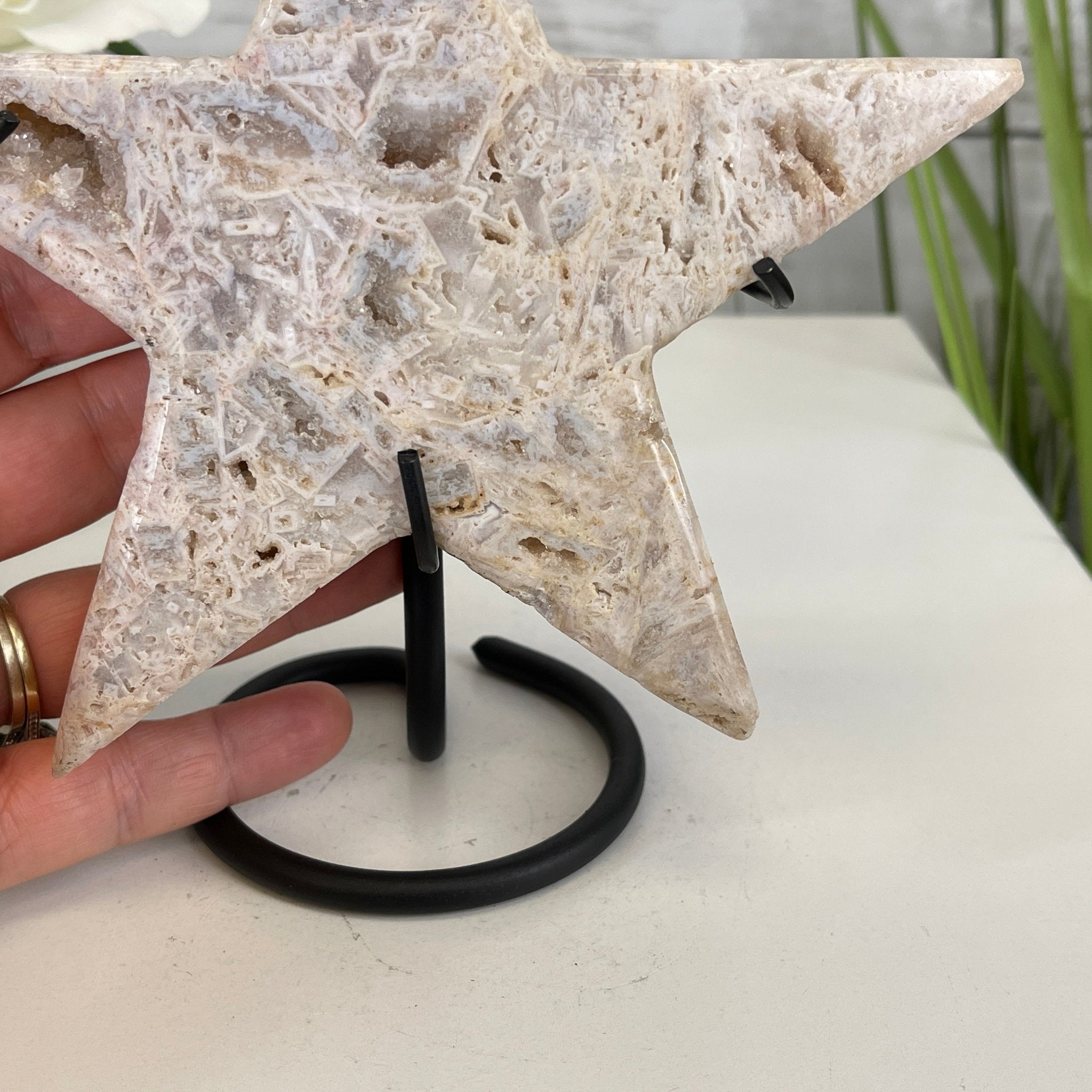 Pink Amethyst Star on a Metal Stand 7" Tall #5746-0007 by Brazil Gems - Brazil GemsBrazil GemsPink Amethyst Star on a Metal Stand 7" Tall #5746-0007 by Brazil GemsStars5746-0007