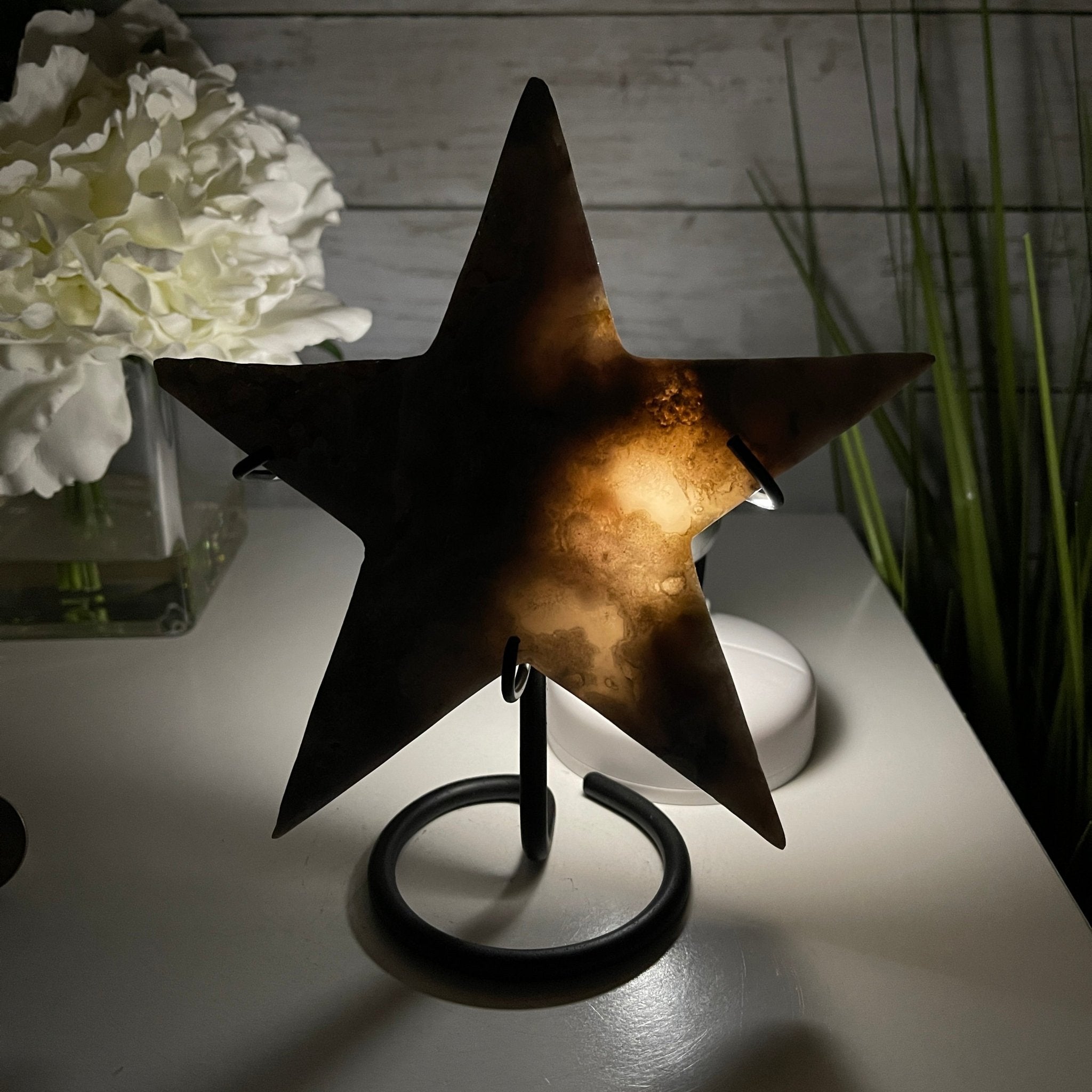 Pink Amethyst Star on a Metal Stand 7.25" Tall #5746-0005 by Brazil Gems - Brazil GemsBrazil GemsPink Amethyst Star on a Metal Stand 7.25" Tall #5746-0005 by Brazil GemsStars5746-0005