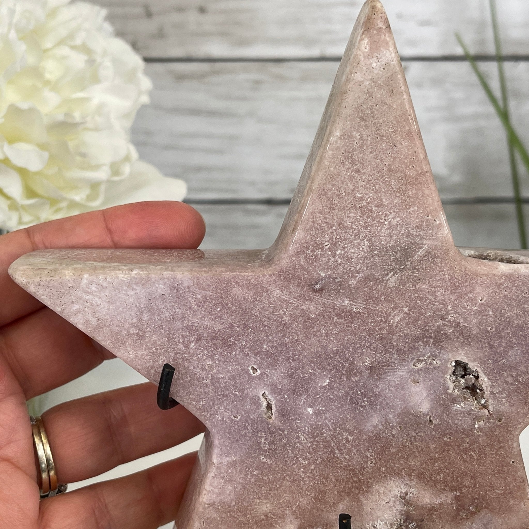 Pink Amethyst Star on a Metal Stand 7.5" Tall #5746-0014 by Brazil Gems - Brazil GemsBrazil GemsPink Amethyst Star on a Metal Stand 7.5" Tall #5746-0014 by Brazil GemsStars5746-0014