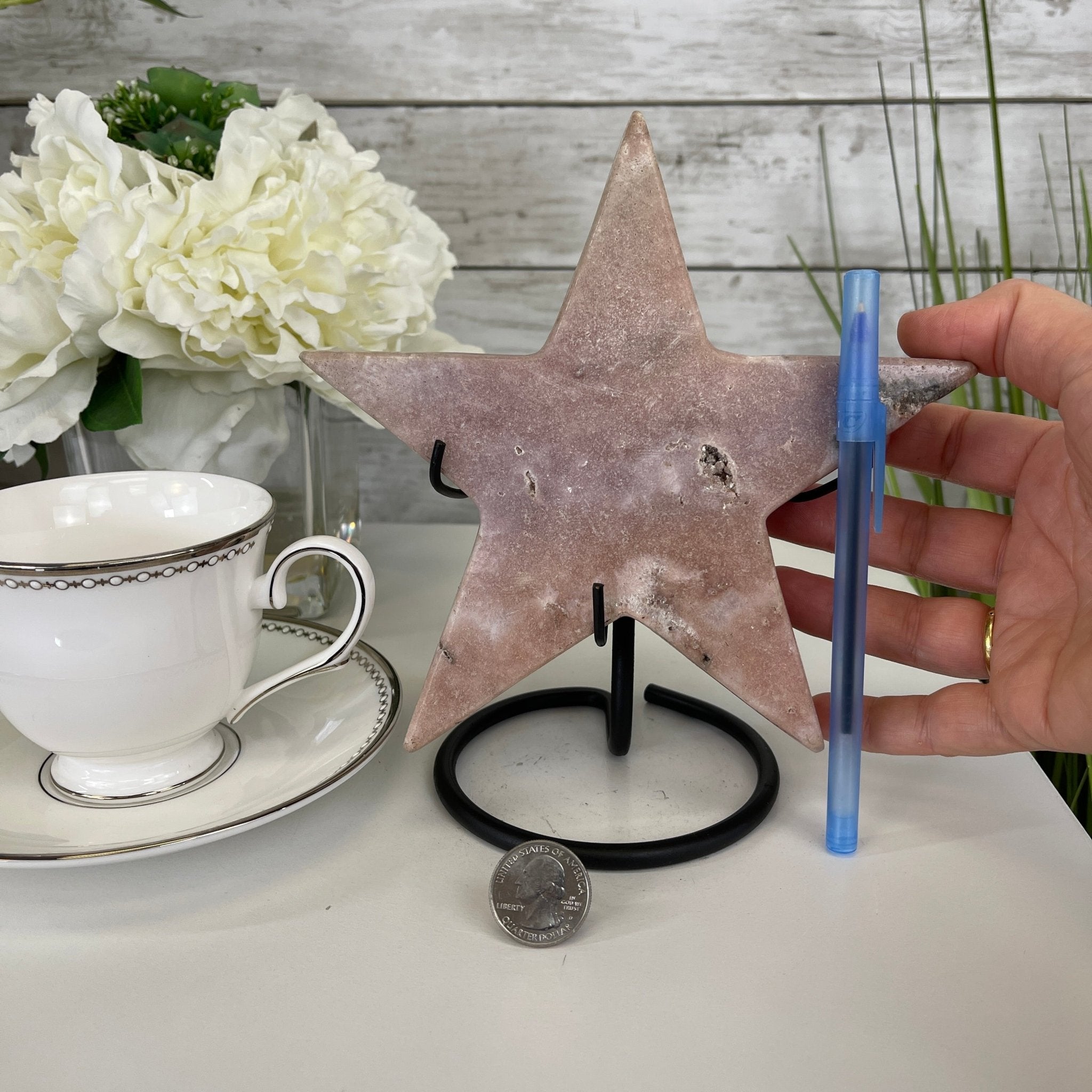 Pink Amethyst Star on a Metal Stand 7.5" Tall #5746-0014 by Brazil Gems - Brazil GemsBrazil GemsPink Amethyst Star on a Metal Stand 7.5" Tall #5746-0014 by Brazil GemsStars5746-0014