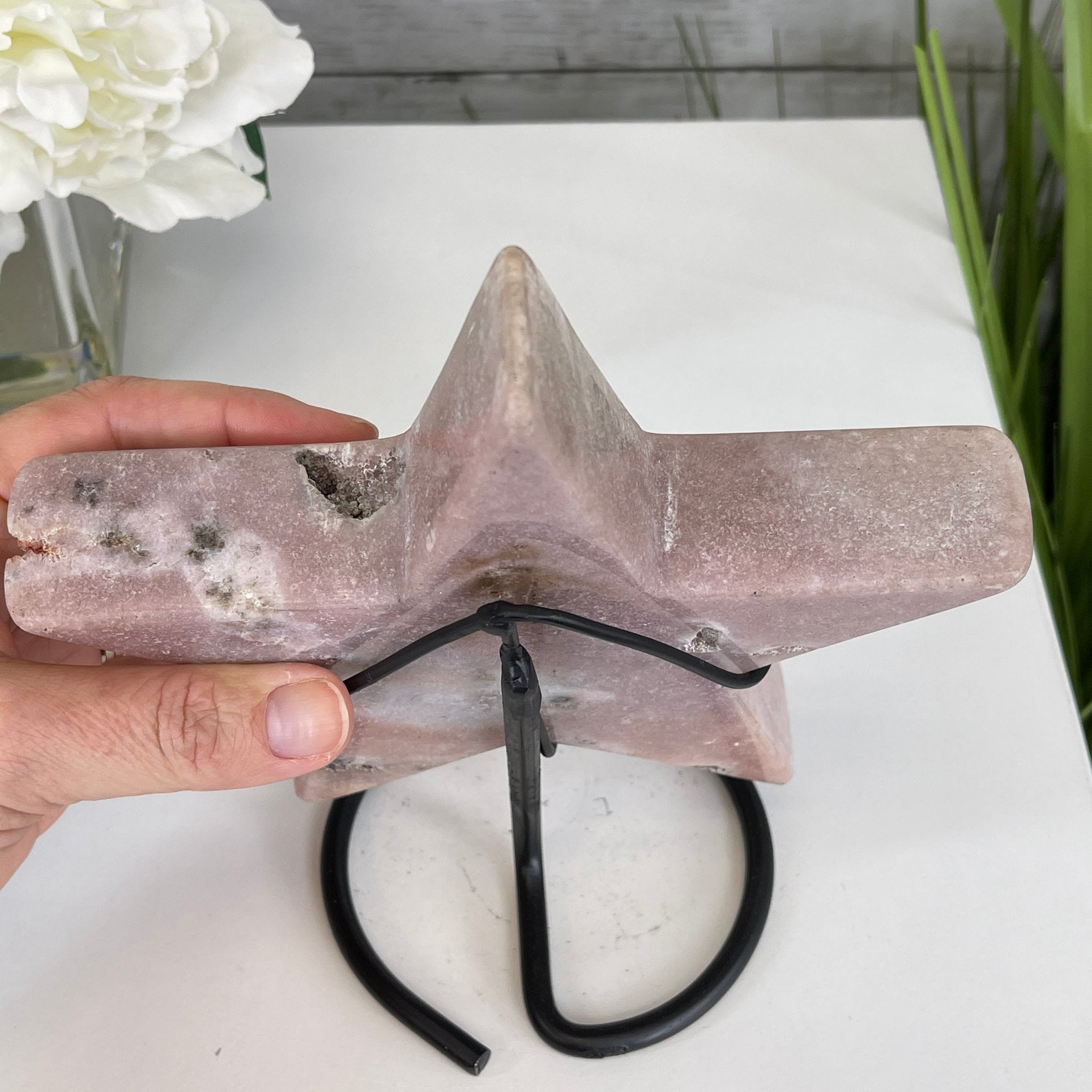 Pink Amethyst Star on a Metal Stand 7.5" Tall #5746-0014 by Brazil Gems - Brazil GemsBrazil GemsPink Amethyst Star on a Metal Stand 7.5" Tall #5746-0014 by Brazil GemsStars5746-0014