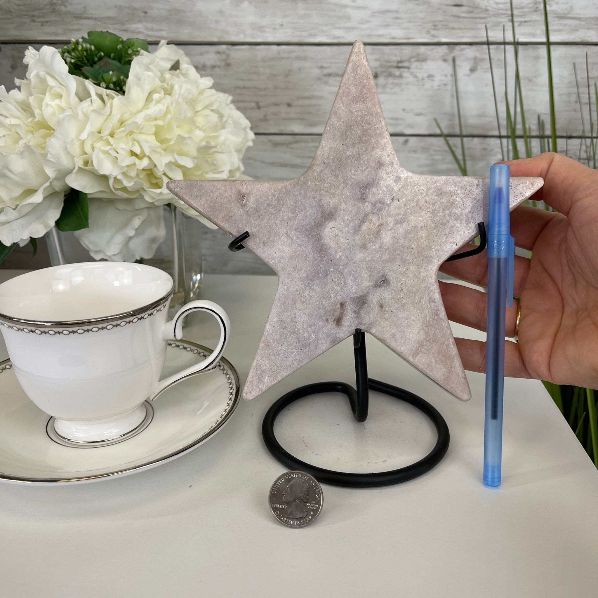 Pink Amethyst Star on a Metal Stand 8.25" Tall #5746-0020 by Brazil Gems - Brazil GemsBrazil GemsPink Amethyst Star on a Metal Stand 8.25" Tall #5746-0020 by Brazil GemsStars5746-0020