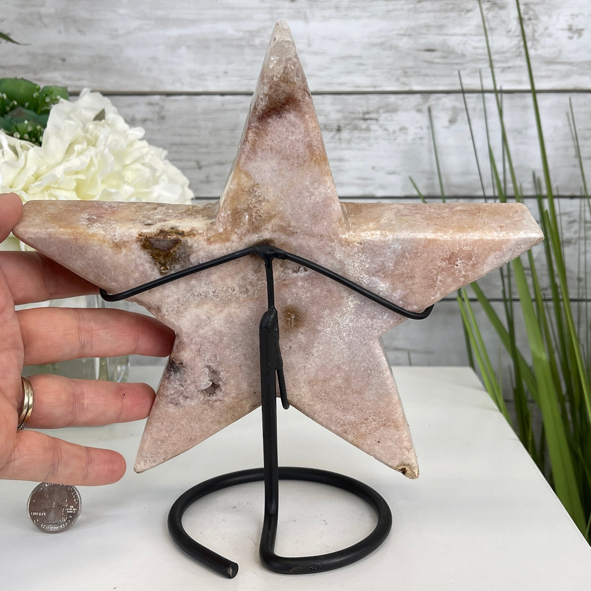 Pink Amethyst Star on a Metal Stand 9" Tall #5746-0021 by Brazil Gems - Brazil GemsBrazil GemsPink Amethyst Star on a Metal Stand 9" Tall #5746-0021 by Brazil GemsStars5746-0021