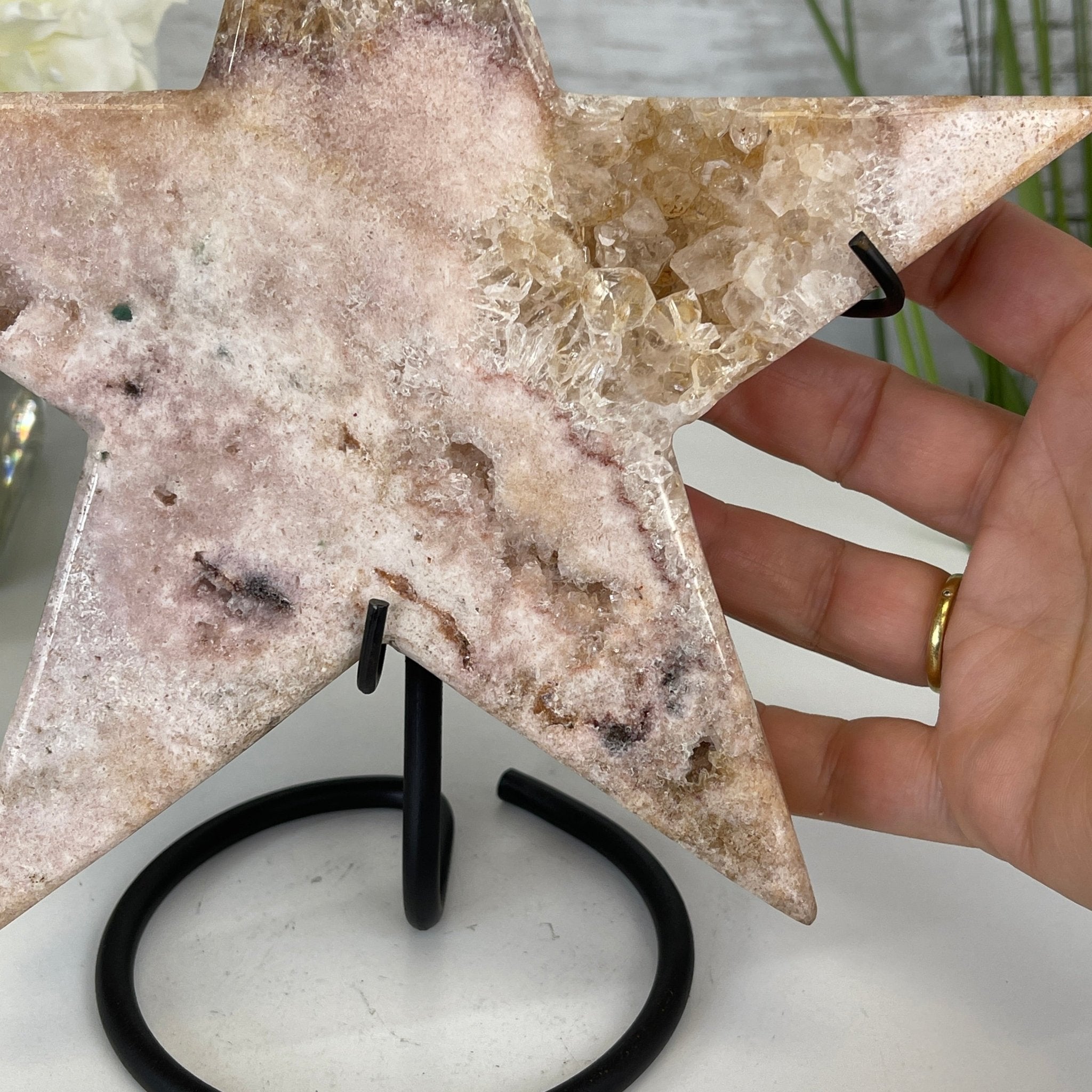Pink Amethyst Star on a Metal Stand 9" Tall #5746-0021 by Brazil Gems - Brazil GemsBrazil GemsPink Amethyst Star on a Metal Stand 9" Tall #5746-0021 by Brazil GemsStars5746-0021