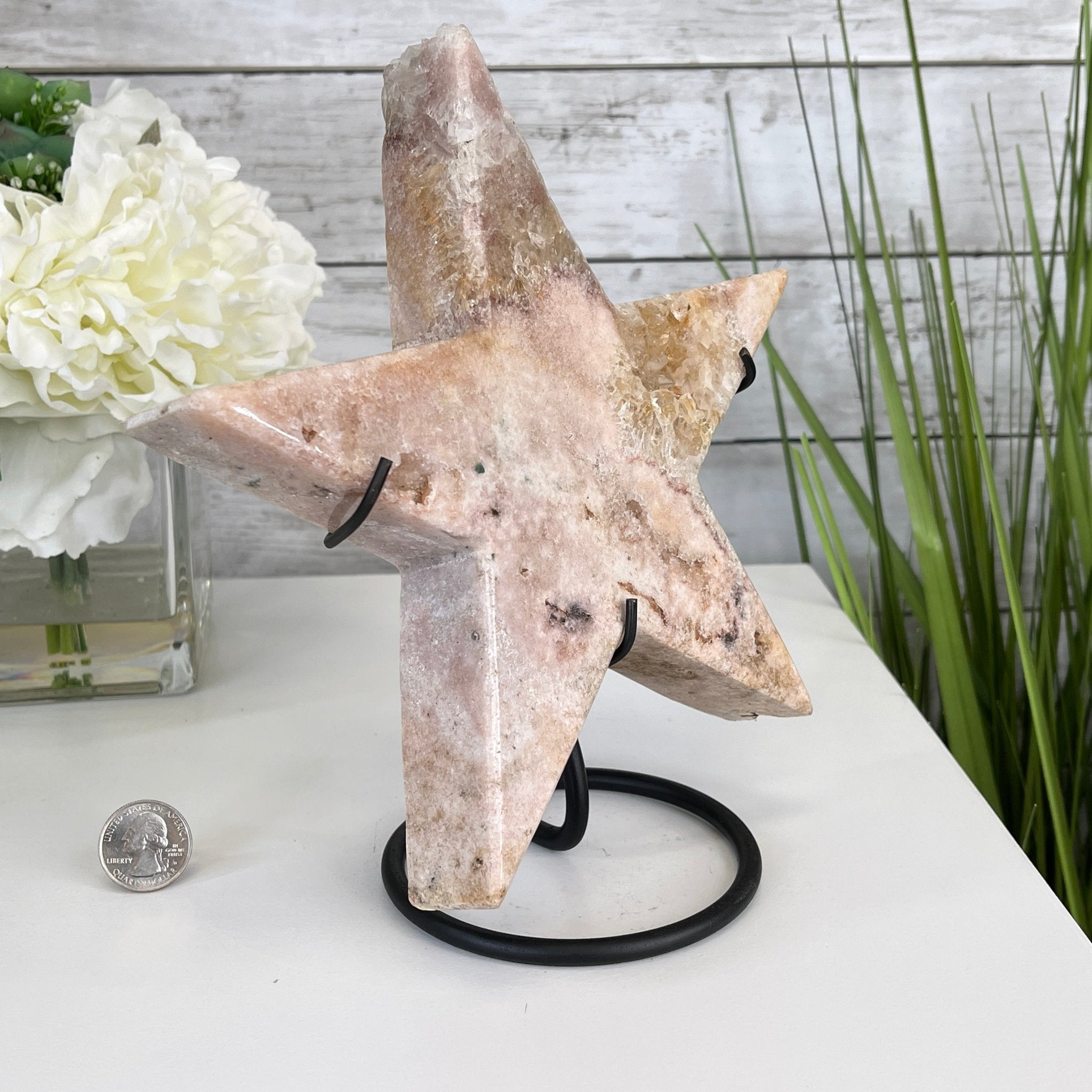 Pink Amethyst Star on a Metal Stand 9" Tall #5746-0021 by Brazil Gems - Brazil GemsBrazil GemsPink Amethyst Star on a Metal Stand 9" Tall #5746-0021 by Brazil GemsStars5746-0021