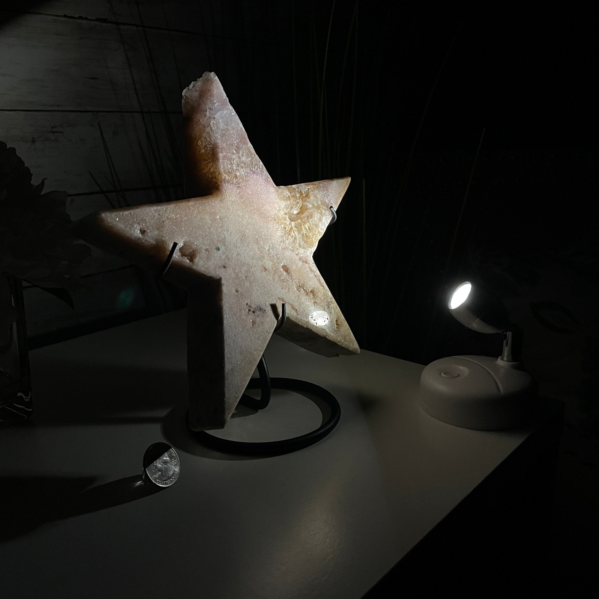 Pink Amethyst Star on a Metal Stand 9" Tall #5746-0021 by Brazil Gems - Brazil GemsBrazil GemsPink Amethyst Star on a Metal Stand 9" Tall #5746-0021 by Brazil GemsStars5746-0021