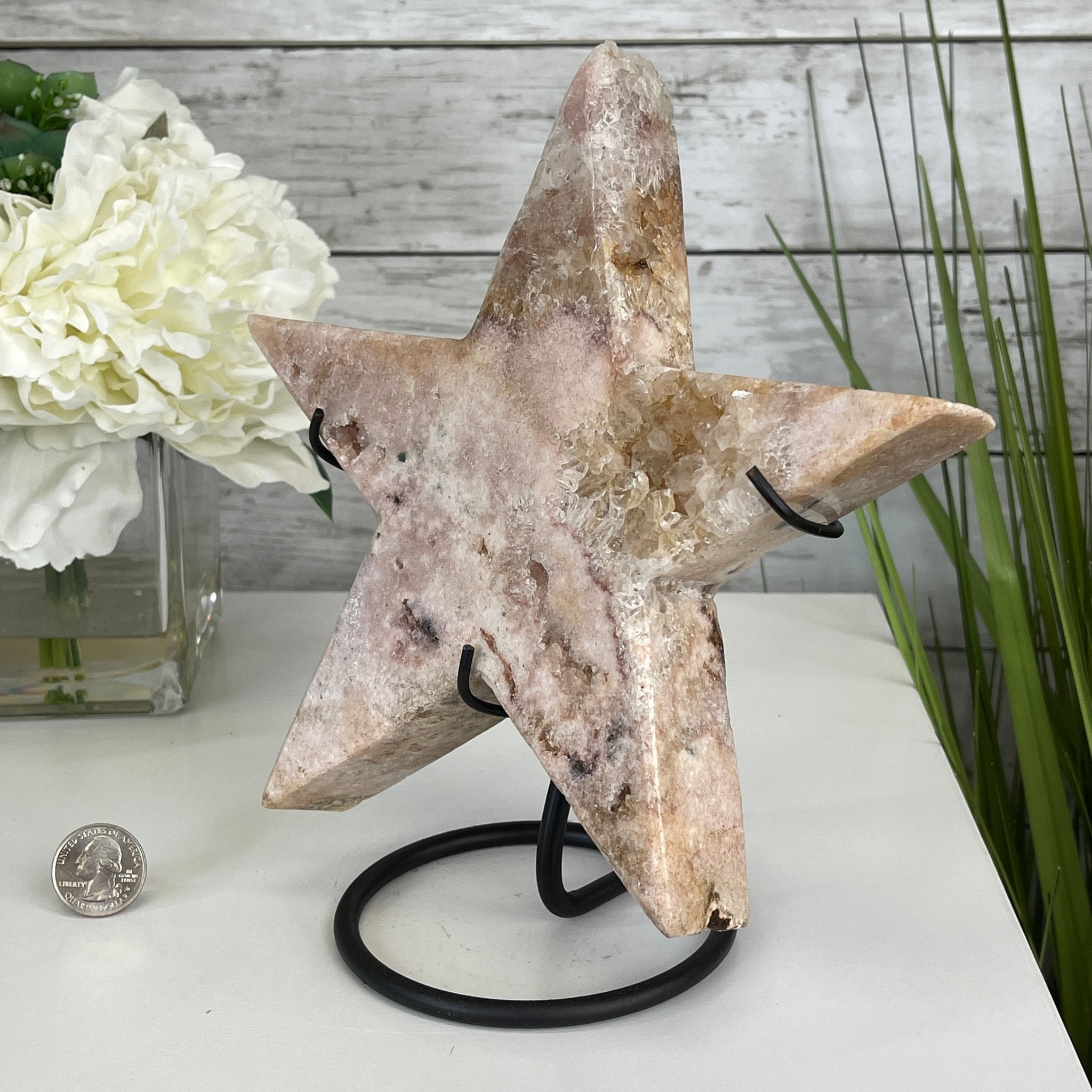 Pink Amethyst Star on a Metal Stand 9" Tall #5746-0021 by Brazil Gems - Brazil GemsBrazil GemsPink Amethyst Star on a Metal Stand 9" Tall #5746-0021 by Brazil GemsStars5746-0021
