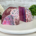 Pink Dyed Brazilian Agate Stone Bookends, 10.9 lbs & 5" tall #5151PA-027 - Brazil GemsBrazil GemsPink Dyed Brazilian Agate Stone Bookends, 10.9 lbs & 5" tall #5151PA-027Bookends5151PA-027