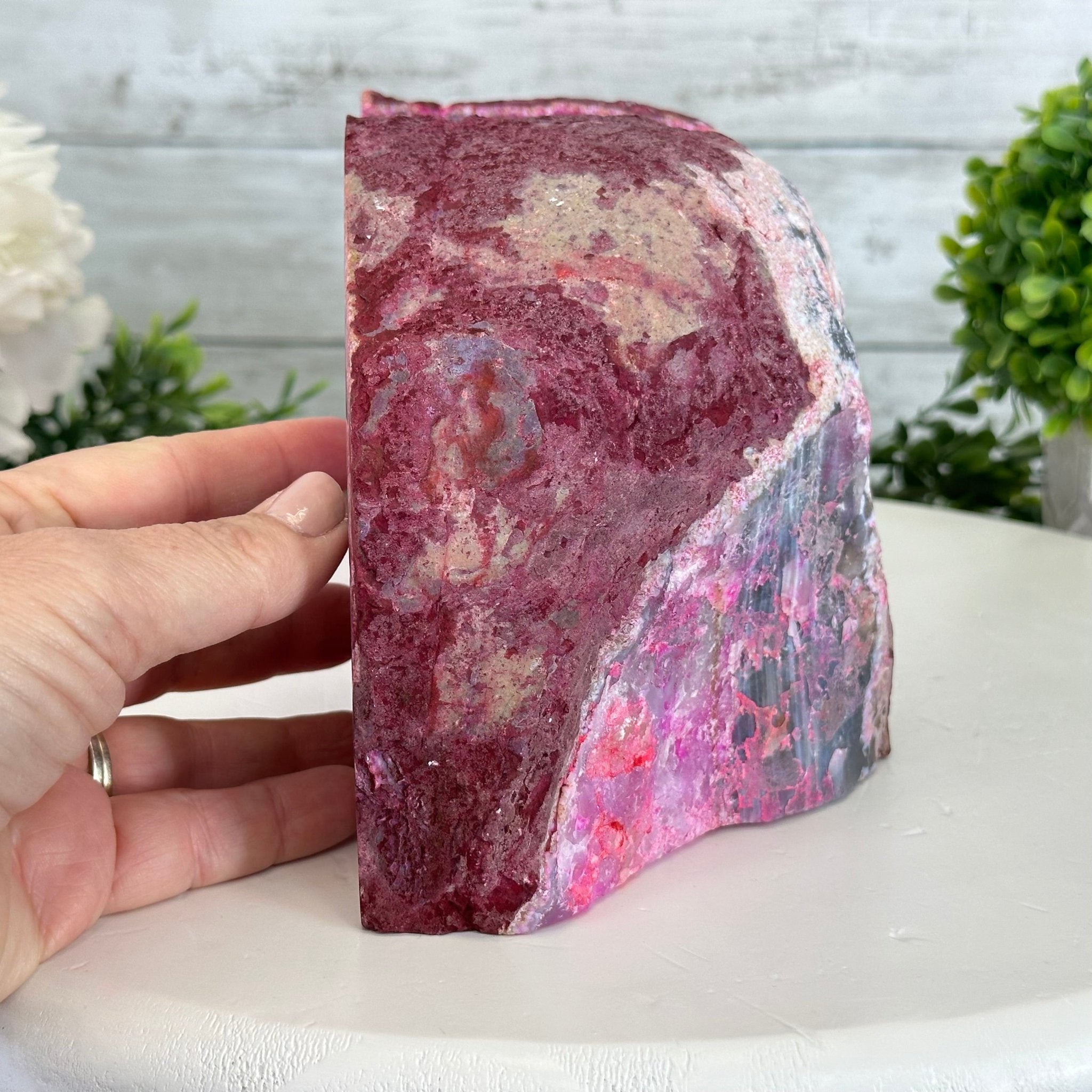 Pink Dyed Brazilian Agate Stone Bookends, 10.9 lbs & 5" tall #5151PA-027 - Brazil GemsBrazil GemsPink Dyed Brazilian Agate Stone Bookends, 10.9 lbs & 5" tall #5151PA-027Bookends5151PA-027