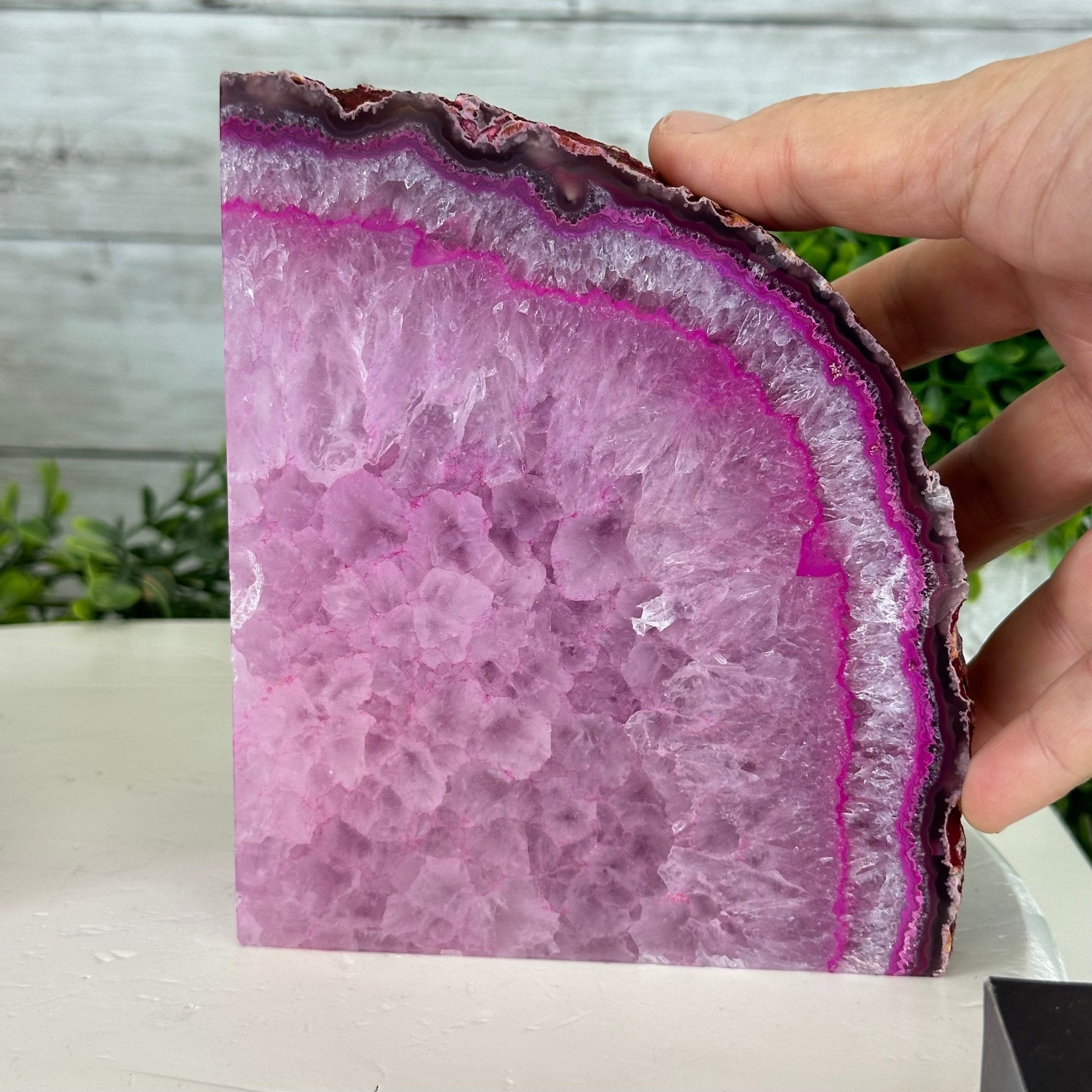 Pink Dyed Brazilian Agate Stone Bookends, 12.7 lbs & 5.9" tall #5151PA-026 - Brazil GemsBrazil GemsPink Dyed Brazilian Agate Stone Bookends, 12.7 lbs & 5.9" tall #5151PA-026Bookends5151PA-026