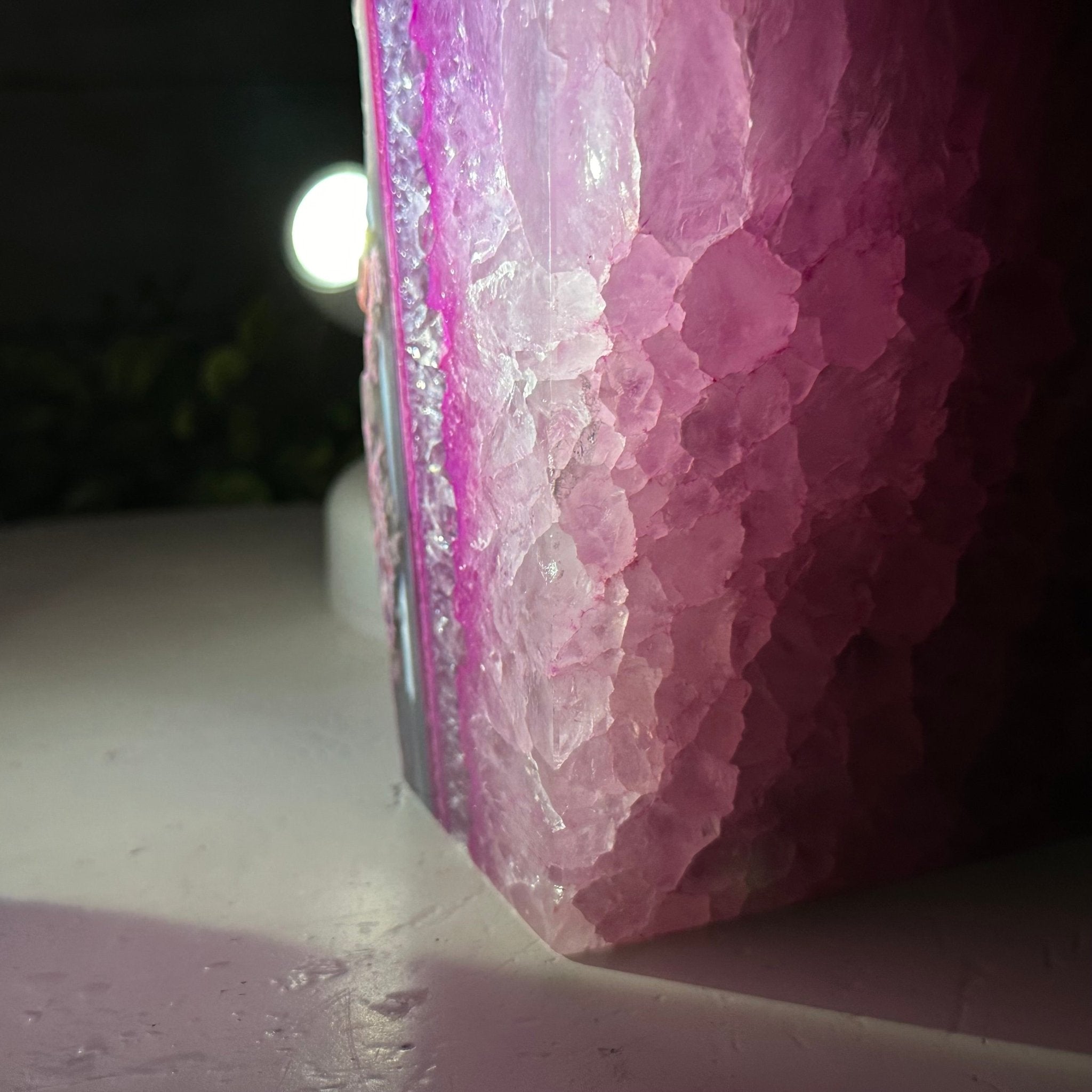 Pink Dyed Brazilian Agate Stone Bookends, 12.7 lbs & 5.9" tall #5151PA-026 - Brazil GemsBrazil GemsPink Dyed Brazilian Agate Stone Bookends, 12.7 lbs & 5.9" tall #5151PA-026Bookends5151PA-026