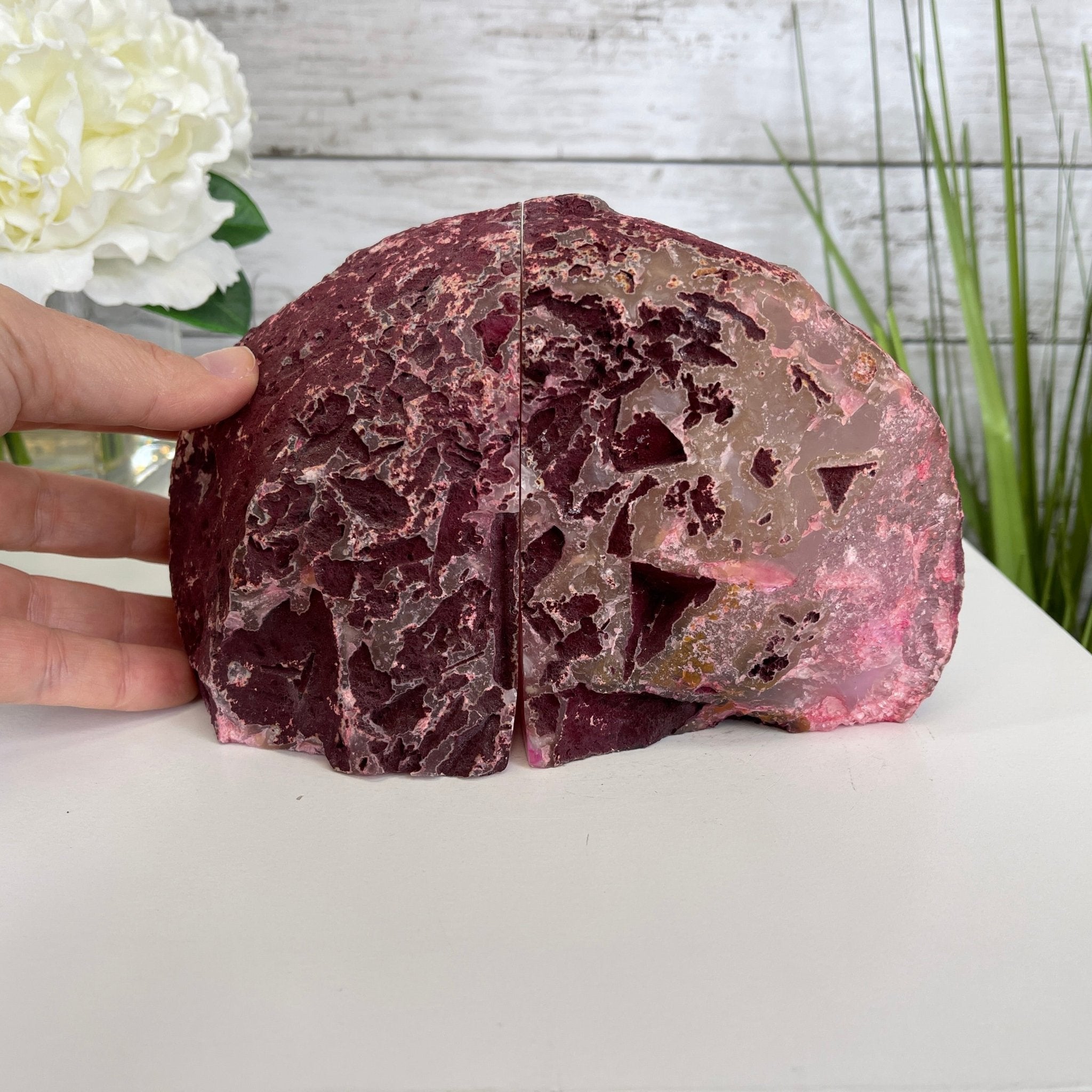 Pink Dyed Brazilian Agate Stone Bookends, 4.5" tall & 6 lbs #5151-0023 by Brazil Gems - Brazil GemsBrazil GemsPink Dyed Brazilian Agate Stone Bookends, 4.5" tall & 6 lbs #5151-0023 by Brazil GemsBookends5151PA-023