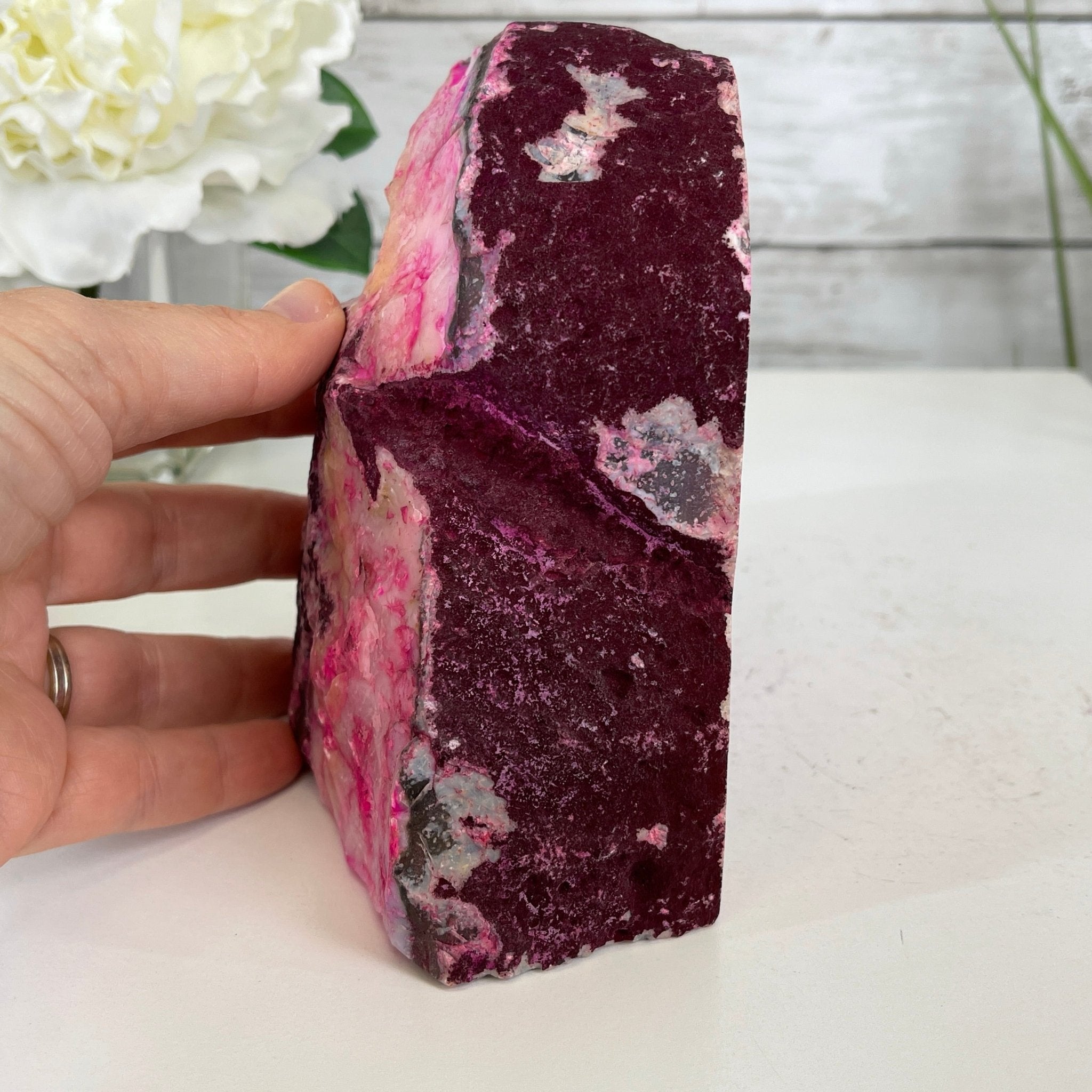 Pink Dyed Brazilian Agate Stone Bookends, 5.2" tall & 6.2 lbs #5151-0024 by Brazil Gems - Brazil GemsBrazil GemsPink Dyed Brazilian Agate Stone Bookends, 5.2" tall & 6.2 lbs #5151-0024 by Brazil GemsBookends5151PA-024