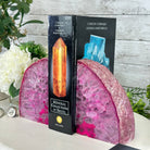 Pink Dyed Brazilian Agate Stone Bookends, 9.5 lbs & 6" tall #5151PA-025 - Brazil GemsBrazil GemsPink Dyed Brazilian Agate Stone Bookends, 9.5 lbs & 6" tall #5151PA-025Bookends5151PA-025
