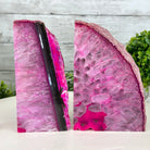 Pink Dyed Brazilian Agate Stone Bookends, 9.5 lbs & 6" tall #5151PA-025 - Brazil GemsBrazil GemsPink Dyed Brazilian Agate Stone Bookends, 9.5 lbs & 6" tall #5151PA-025Bookends5151PA-025
