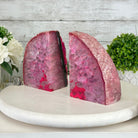 Pink Dyed Brazilian Agate Stone Bookends, 9.5 lbs & 6" tall #5151PA-025 - Brazil GemsBrazil GemsPink Dyed Brazilian Agate Stone Bookends, 9.5 lbs & 6" tall #5151PA-025Bookends5151PA-025
