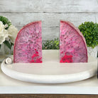 Pink Dyed Brazilian Agate Stone Bookends, 9.5 lbs & 6" tall #5151PA-025 - Brazil GemsBrazil GemsPink Dyed Brazilian Agate Stone Bookends, 9.5 lbs & 6" tall #5151PA-025Bookends5151PA-025