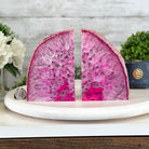 Pink Dyed Brazilian Agate Stone Bookends, 9.5 lbs & 6" tall #5151PA-025 - Brazil GemsBrazil GemsPink Dyed Brazilian Agate Stone Bookends, 9.5 lbs & 6" tall #5151PA-025Bookends5151PA-025