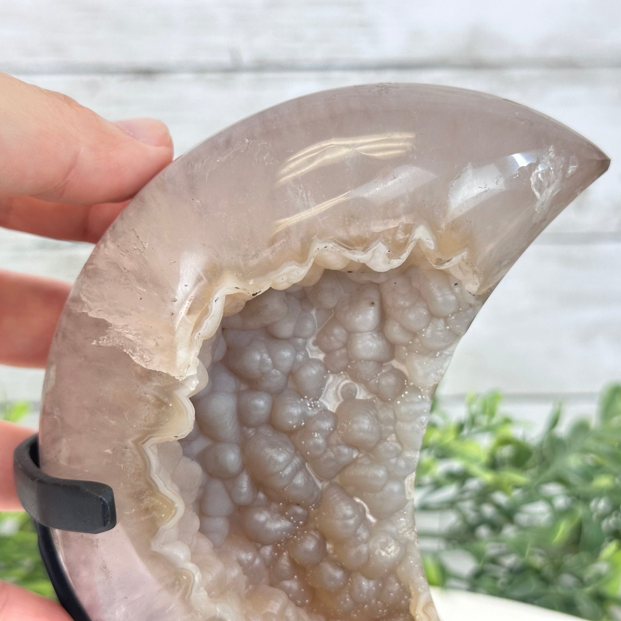 Polished Agate Crescent Moon on a Stand, 2.7 lbs & 7.75" Tall #5740NA-001 - Brazil GemsBrazil GemsPolished Agate Crescent Moon on a Stand, 2.7 lbs & 7.75" Tall #5740NA-001Crescent Moons5740NA-001