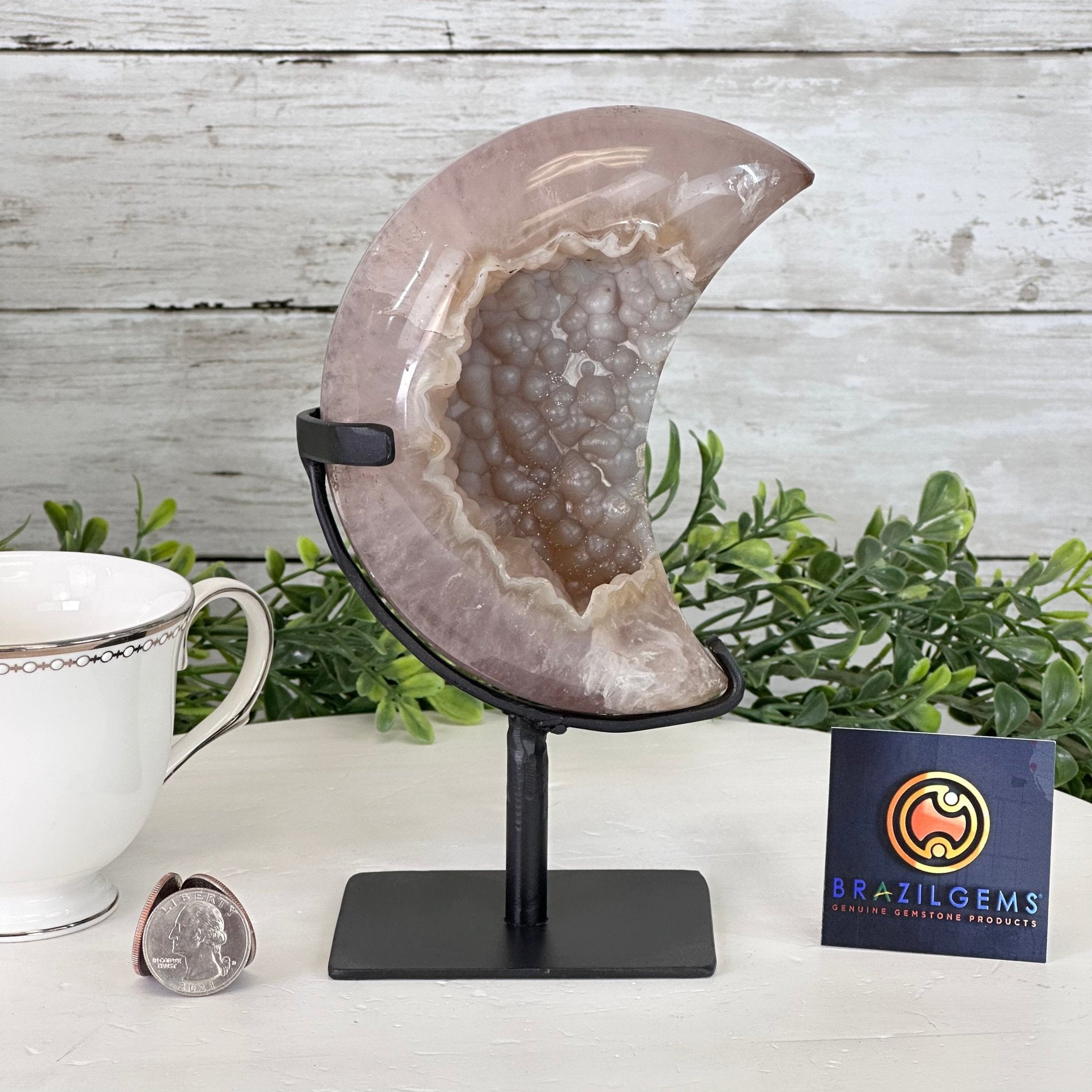 Polished Agate Crescent Moon on a Stand, 2.7 lbs & 7.75" Tall #5740NA-001 - Brazil GemsBrazil GemsPolished Agate Crescent Moon on a Stand, 2.7 lbs & 7.75" Tall #5740NA-001Crescent Moons5740NA-001