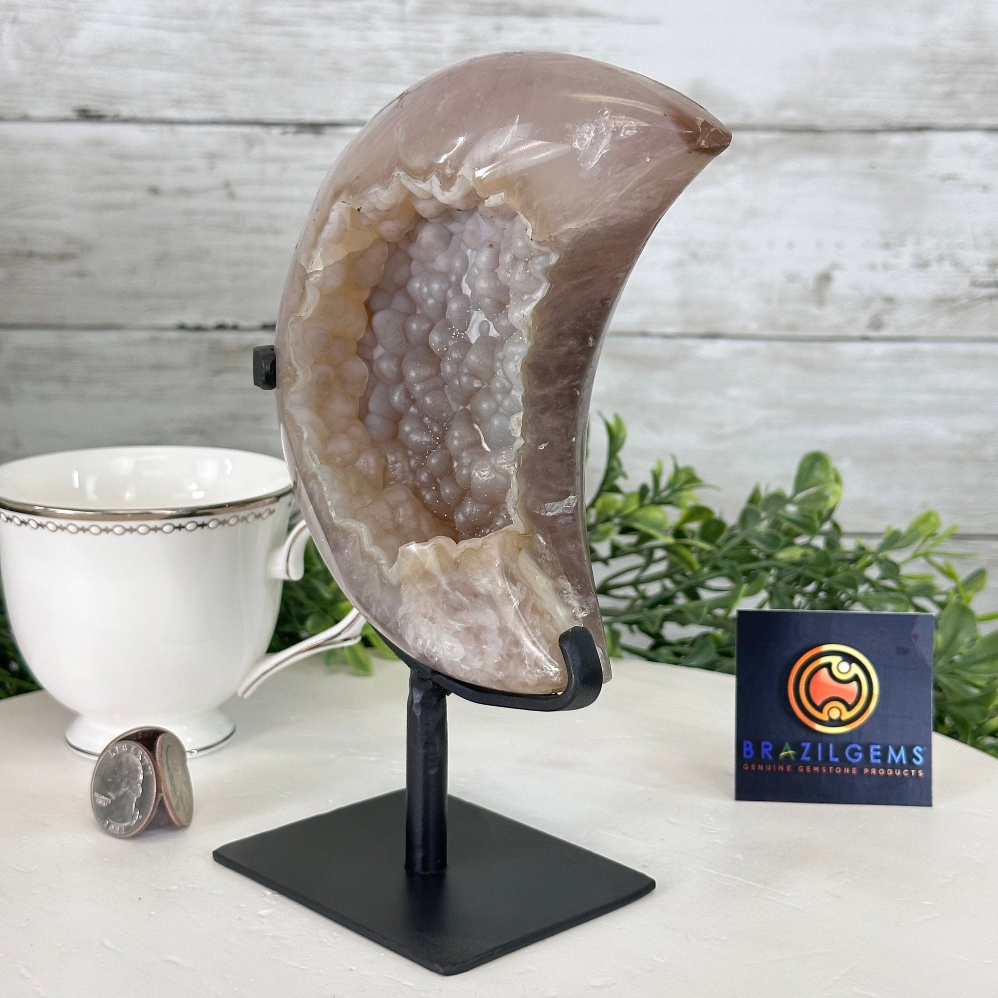 Polished Agate Crescent Moon on a Stand, 2.7 lbs & 7.75" Tall #5740NA-001 - Brazil GemsBrazil GemsPolished Agate Crescent Moon on a Stand, 2.7 lbs & 7.75" Tall #5740NA-001Crescent Moons5740NA-001
