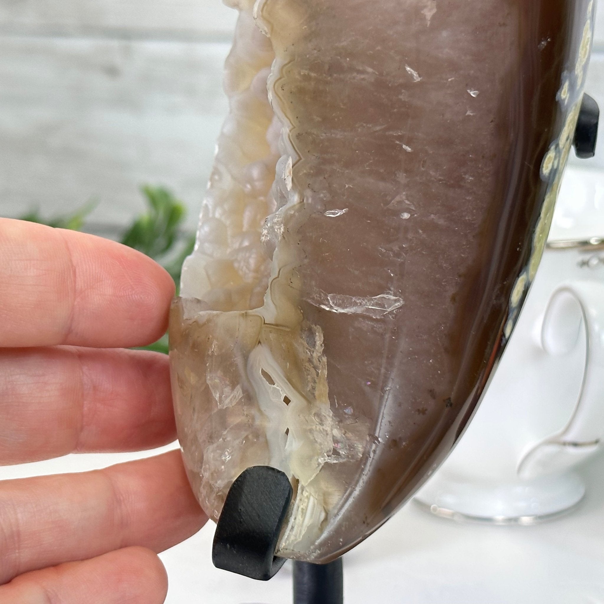 Polished Agate Crescent Moon on a Stand, 2.7 lbs & 7.75" Tall #5740NA-001 - Brazil GemsBrazil GemsPolished Agate Crescent Moon on a Stand, 2.7 lbs & 7.75" Tall #5740NA-001Crescent Moons5740NA-001