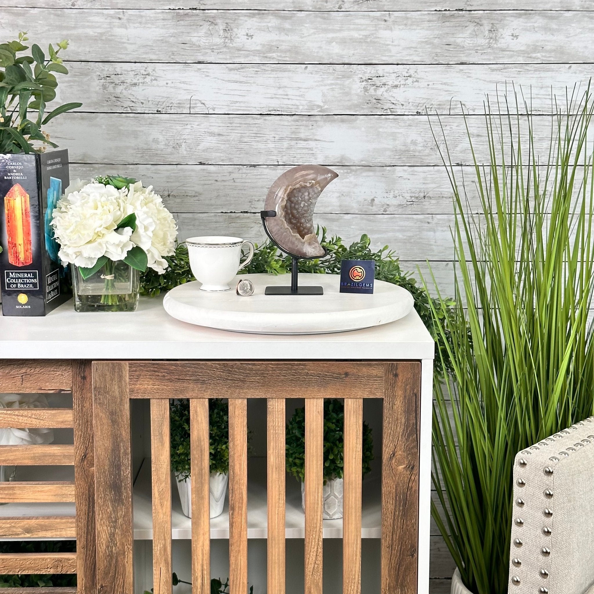 Polished Agate Crescent Moon on a Stand, 2.7 lbs & 7.75" Tall #5740NA-001 - Brazil GemsBrazil GemsPolished Agate Crescent Moon on a Stand, 2.7 lbs & 7.75" Tall #5740NA-001Crescent Moons5740NA-001