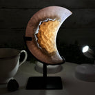 Polished Agate Crescent Moon on a Stand, 2.7 lbs & 7.75" Tall #5740NA-001 - Brazil GemsBrazil GemsPolished Agate Crescent Moon on a Stand, 2.7 lbs & 7.75" Tall #5740NA-001Crescent Moons5740NA-001