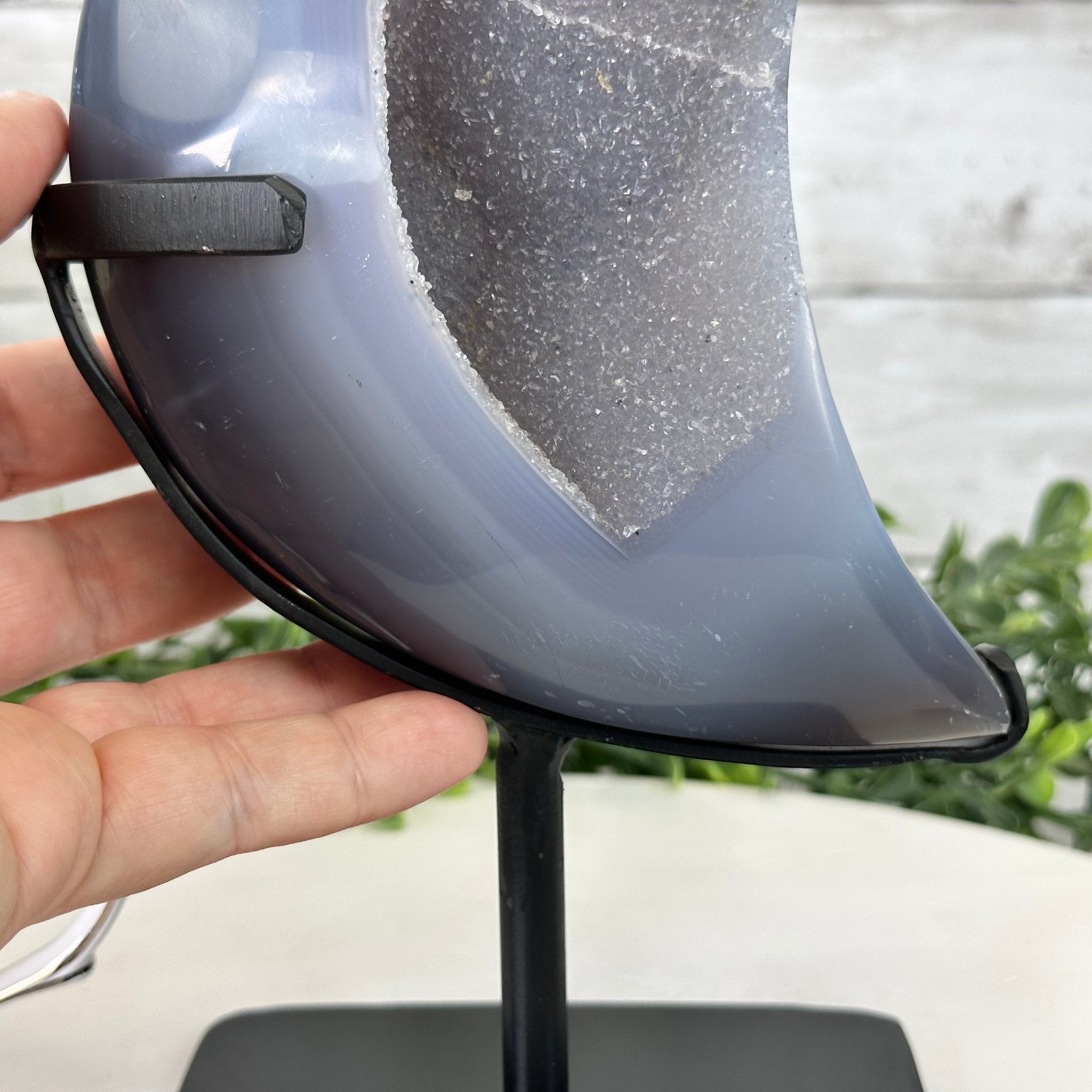 Polished Agate Crescent Moon on a Stand, 4.2 lbs & 9.5" Tall #5740NA-004 - Brazil GemsBrazil GemsPolished Agate Crescent Moon on a Stand, 4.2 lbs & 9.5" Tall #5740NA-004Crescent Moons5740NA-004