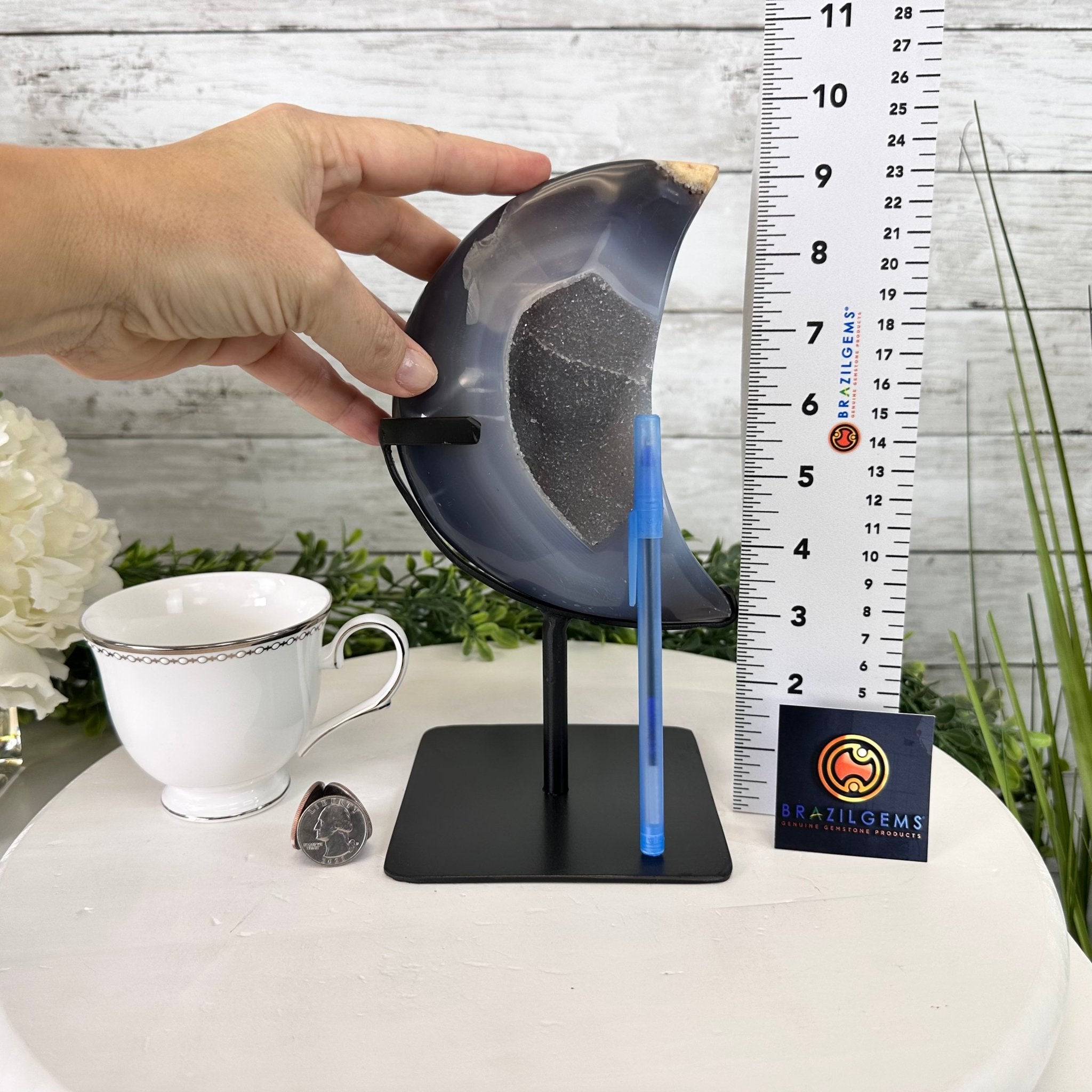 Polished Agate Crescent Moon on a Stand, 4.2 lbs & 9.5" Tall #5740NA-004 - Brazil GemsBrazil GemsPolished Agate Crescent Moon on a Stand, 4.2 lbs & 9.5" Tall #5740NA-004Crescent Moons5740NA-004