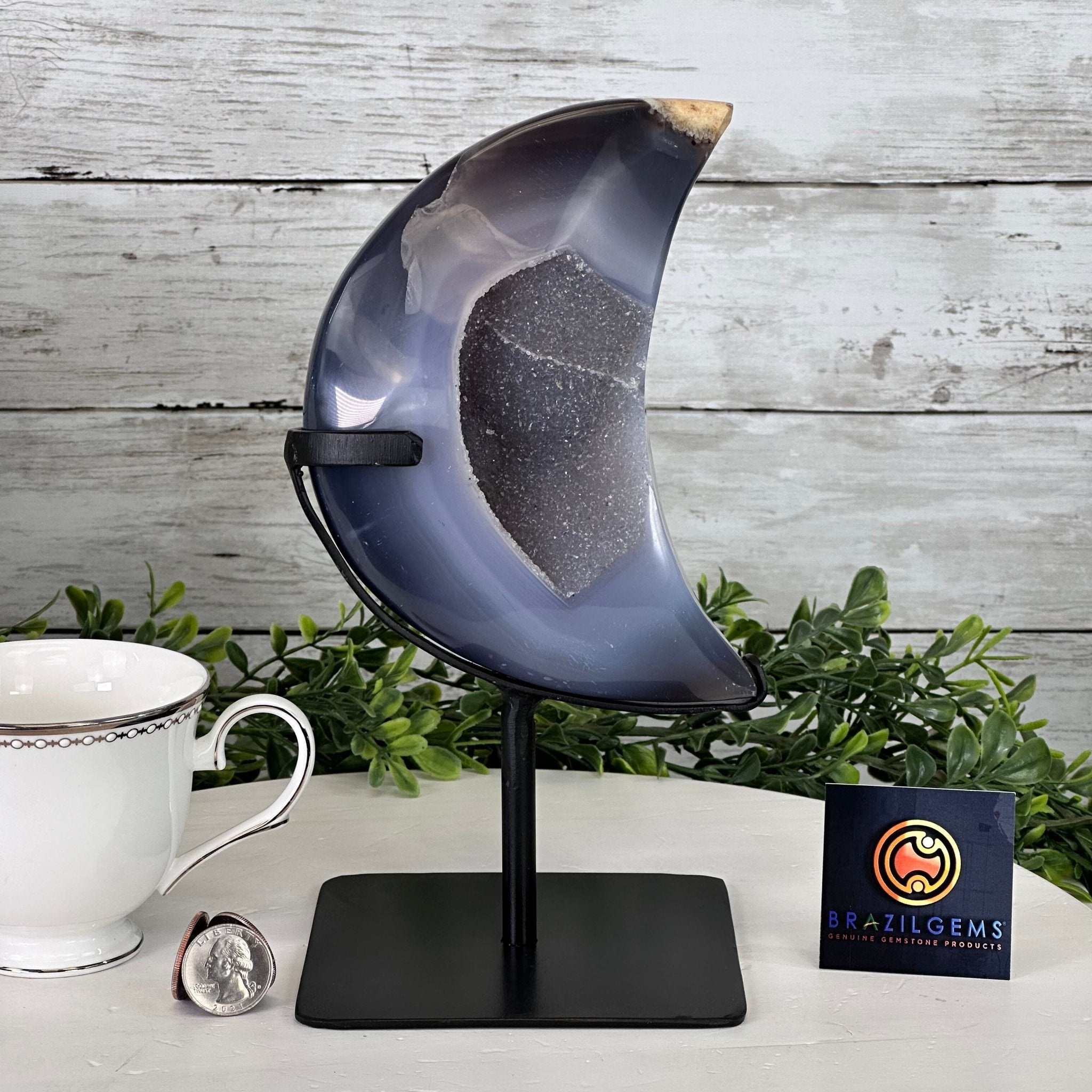 Polished Agate Crescent Moon on a Stand, 4.2 lbs & 9.5" Tall #5740NA-004 - Brazil GemsBrazil GemsPolished Agate Crescent Moon on a Stand, 4.2 lbs & 9.5" Tall #5740NA-004Crescent Moons5740NA-004