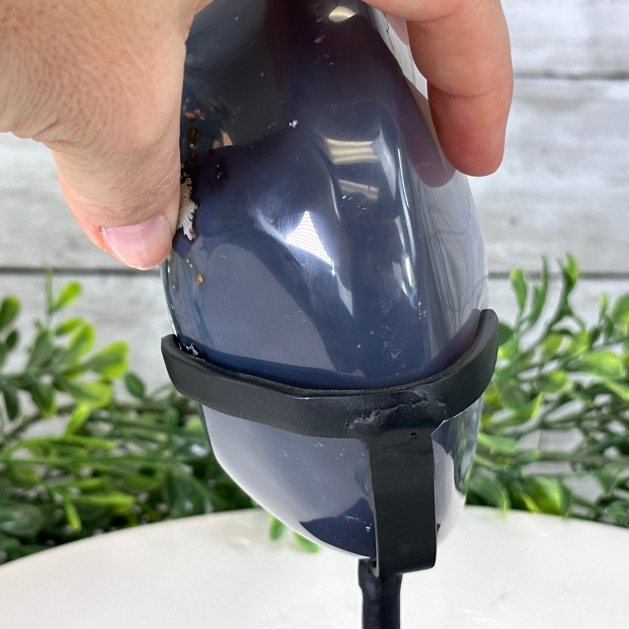 Polished Agate Crescent Moon on a Stand, 4.2 lbs & 9.5" Tall #5740NA-004 - Brazil GemsBrazil GemsPolished Agate Crescent Moon on a Stand, 4.2 lbs & 9.5" Tall #5740NA-004Crescent Moons5740NA-004