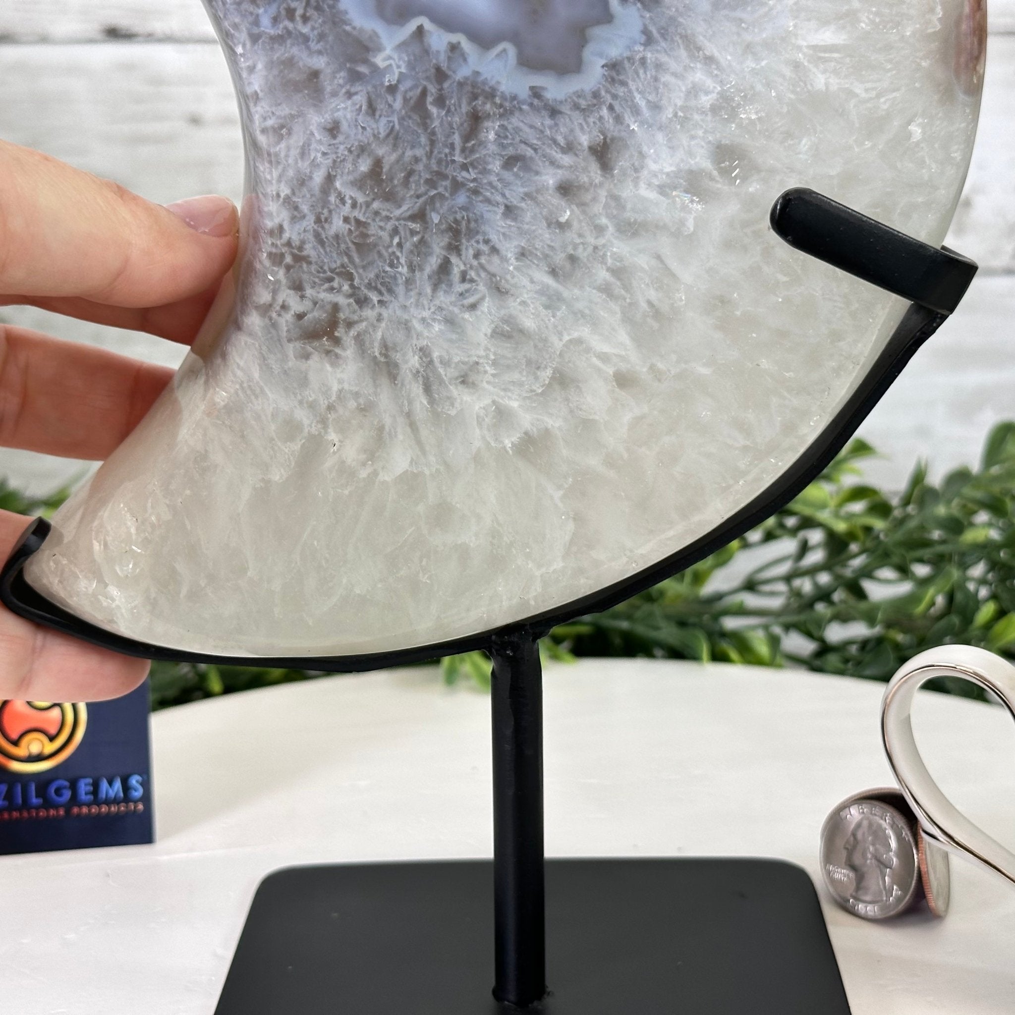 Polished Agate Crescent Moon on a Stand, 4.8 lbs & 11" Tall #5740NA-006 - Brazil GemsBrazil GemsPolished Agate Crescent Moon on a Stand, 4.8 lbs & 11" Tall #5740NA-006Crescent Moons5740NA-006