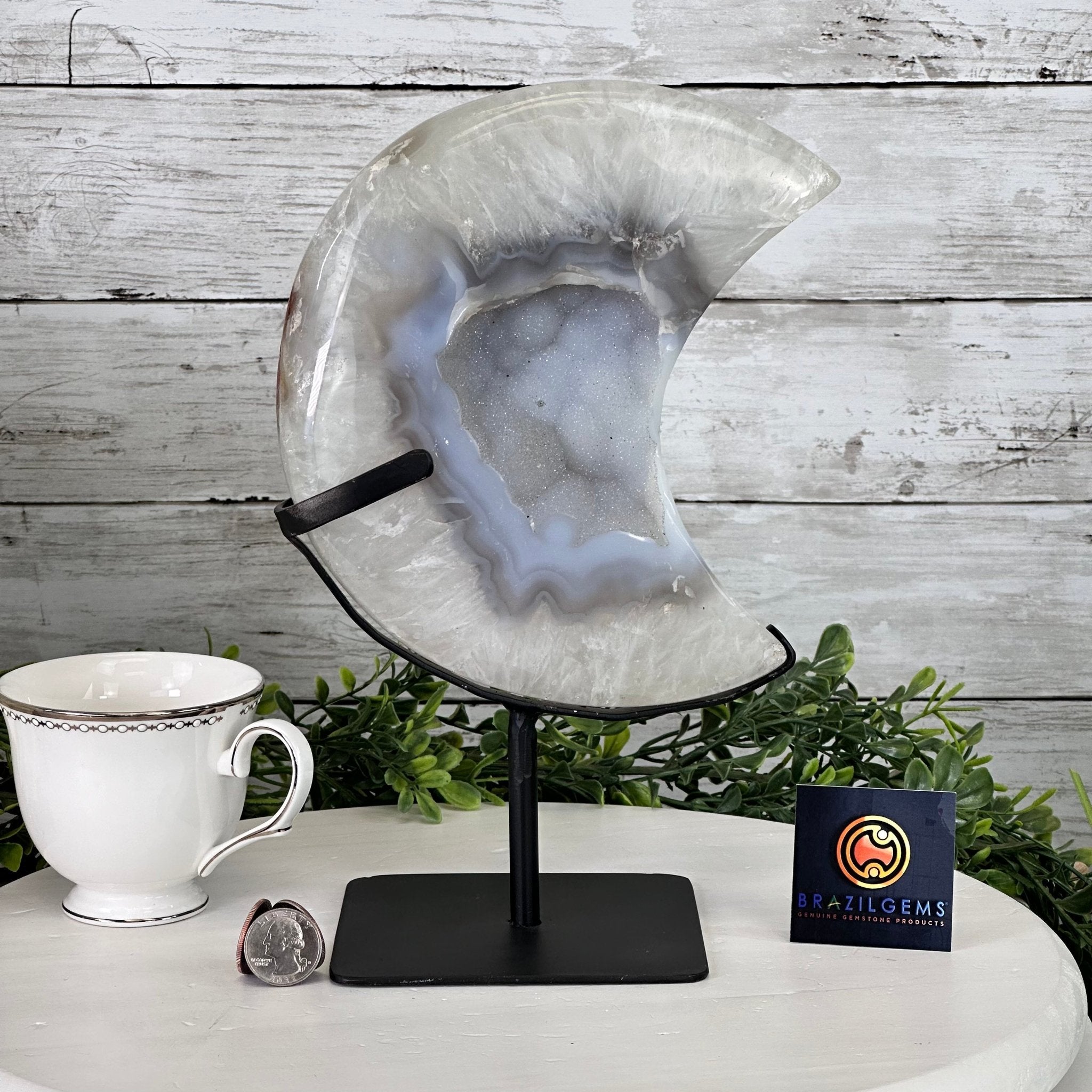 Polished Agate Crescent Moon on a Stand, 4.8 lbs & 11" Tall #5740NA-006 - Brazil GemsBrazil GemsPolished Agate Crescent Moon on a Stand, 4.8 lbs & 11" Tall #5740NA-006Crescent Moons5740NA-006