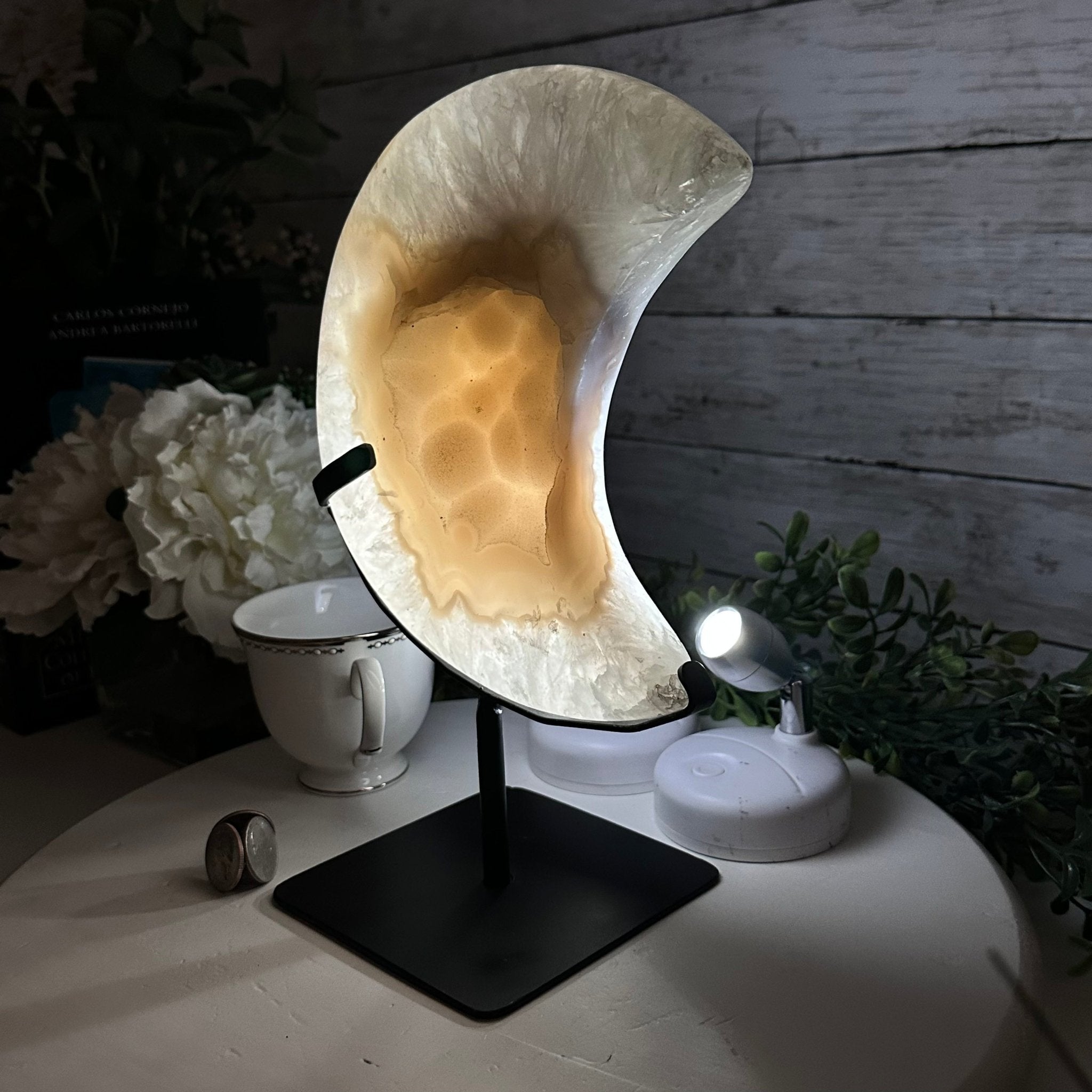 Polished Agate Crescent Moon on a Stand, 4.8 lbs & 11" Tall #5740NA-006 - Brazil GemsBrazil GemsPolished Agate Crescent Moon on a Stand, 4.8 lbs & 11" Tall #5740NA-006Crescent Moons5740NA-006