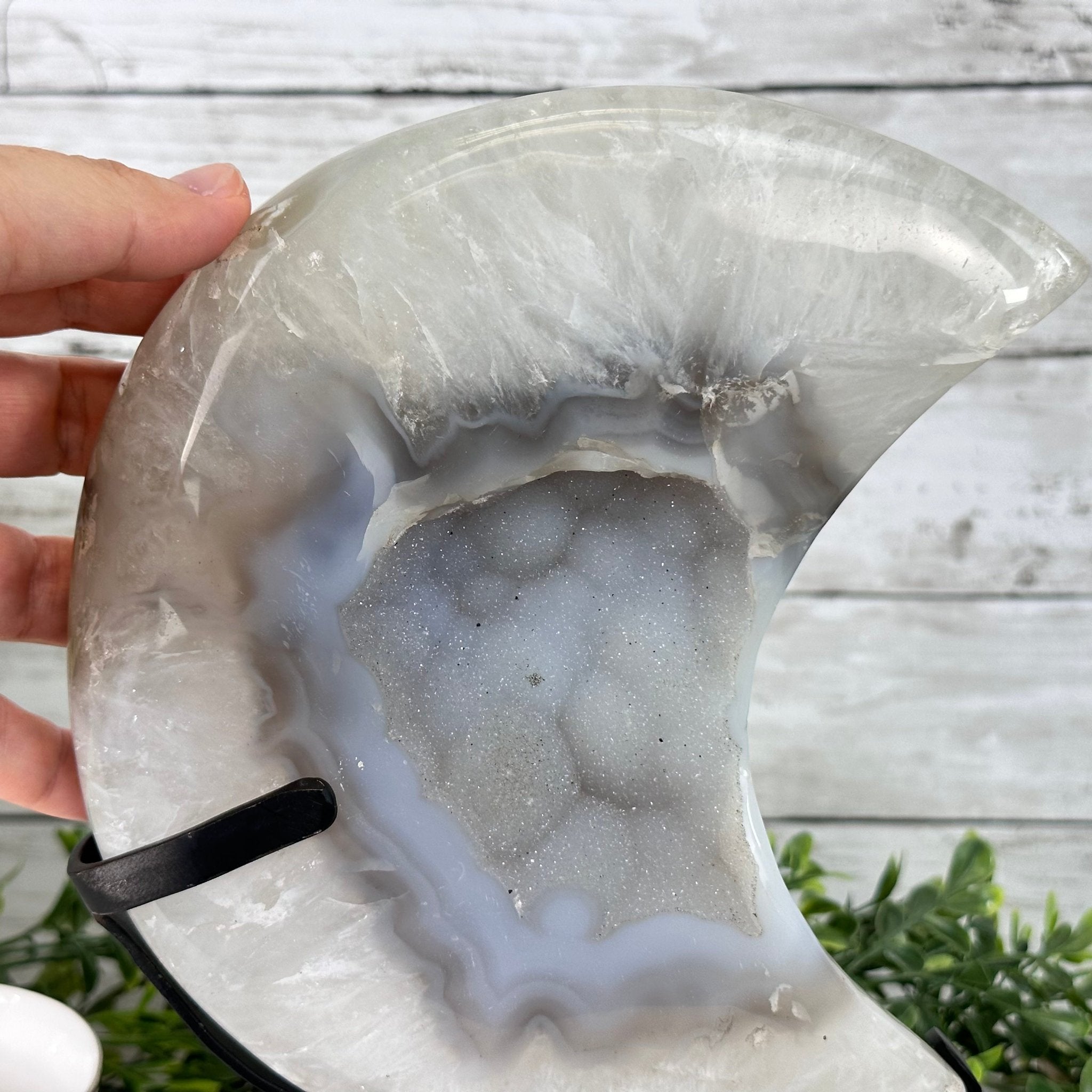 Polished Agate Crescent Moon on a Stand, 4.8 lbs & 11" Tall #5740NA-006 - Brazil GemsBrazil GemsPolished Agate Crescent Moon on a Stand, 4.8 lbs & 11" Tall #5740NA-006Crescent Moons5740NA-006