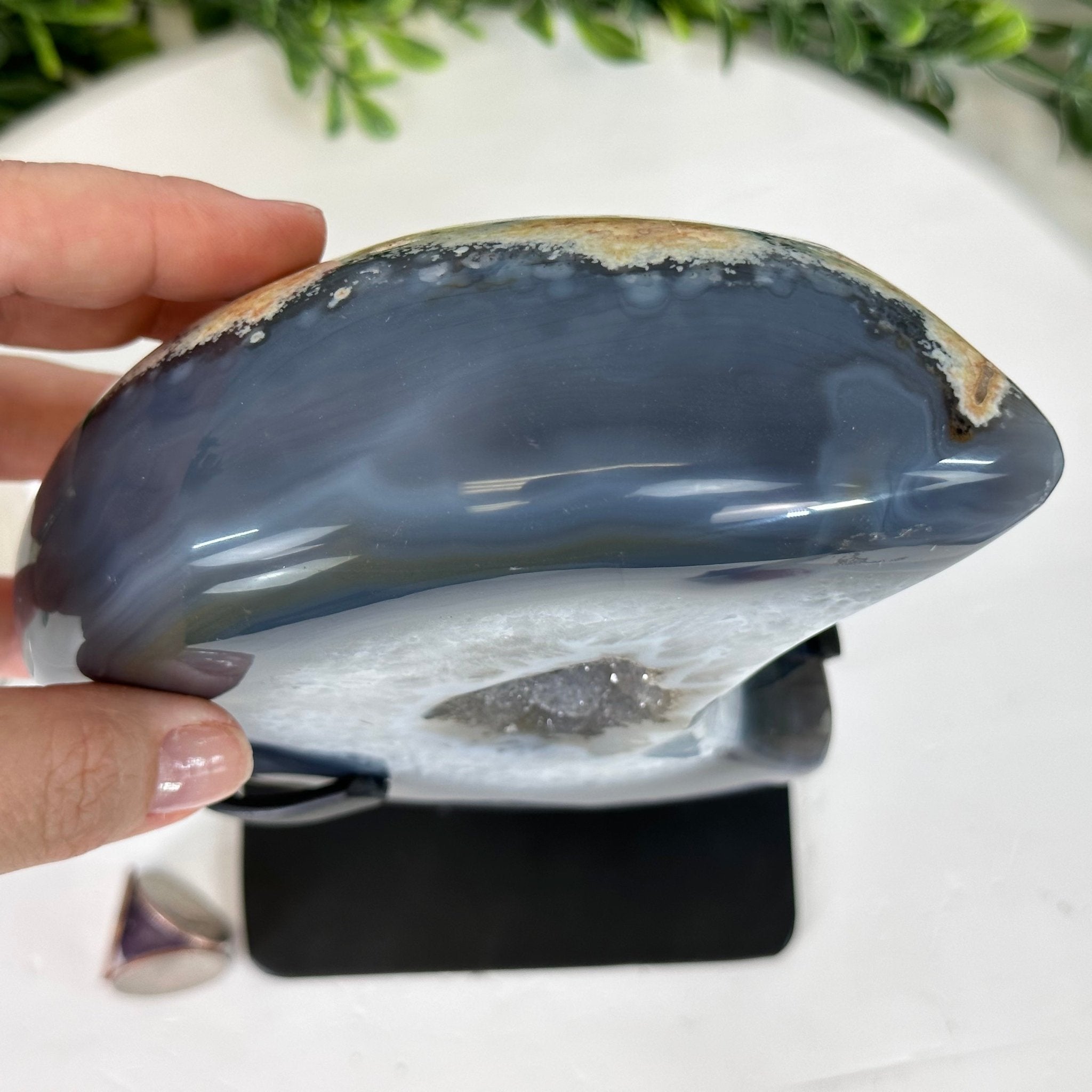 Polished Agate Crescent Moon on a Stand, 4.8 lbs & 9.4" Tall #5740NA-005 - Brazil GemsBrazil GemsPolished Agate Crescent Moon on a Stand, 4.8 lbs & 9.4" Tall #5740NA-005Crescent Moons5740NA-005