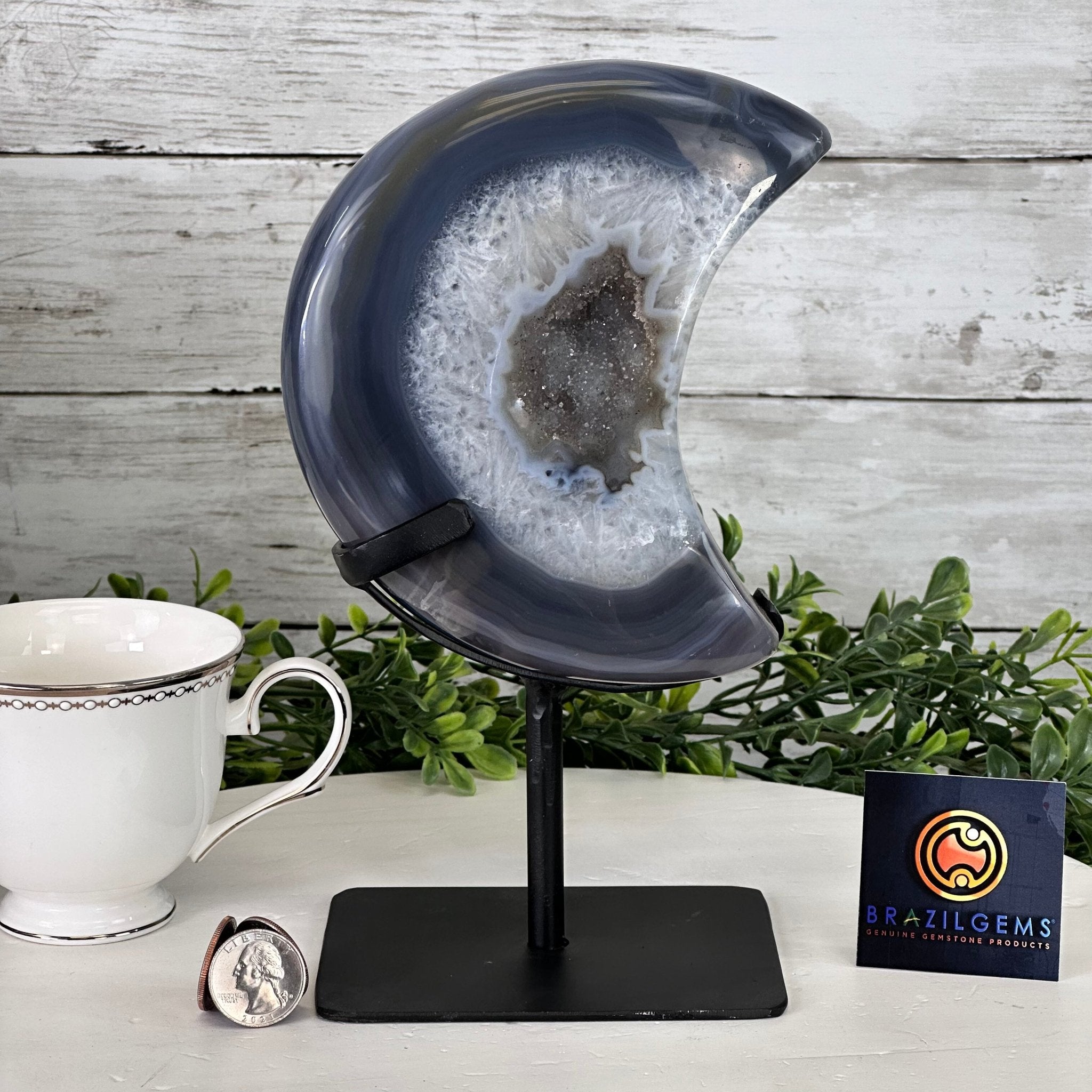 Polished Agate Crescent Moon on a Stand, 4.8 lbs & 9.4" Tall #5740NA-005 - Brazil GemsBrazil GemsPolished Agate Crescent Moon on a Stand, 4.8 lbs & 9.4" Tall #5740NA-005Crescent Moons5740NA-005
