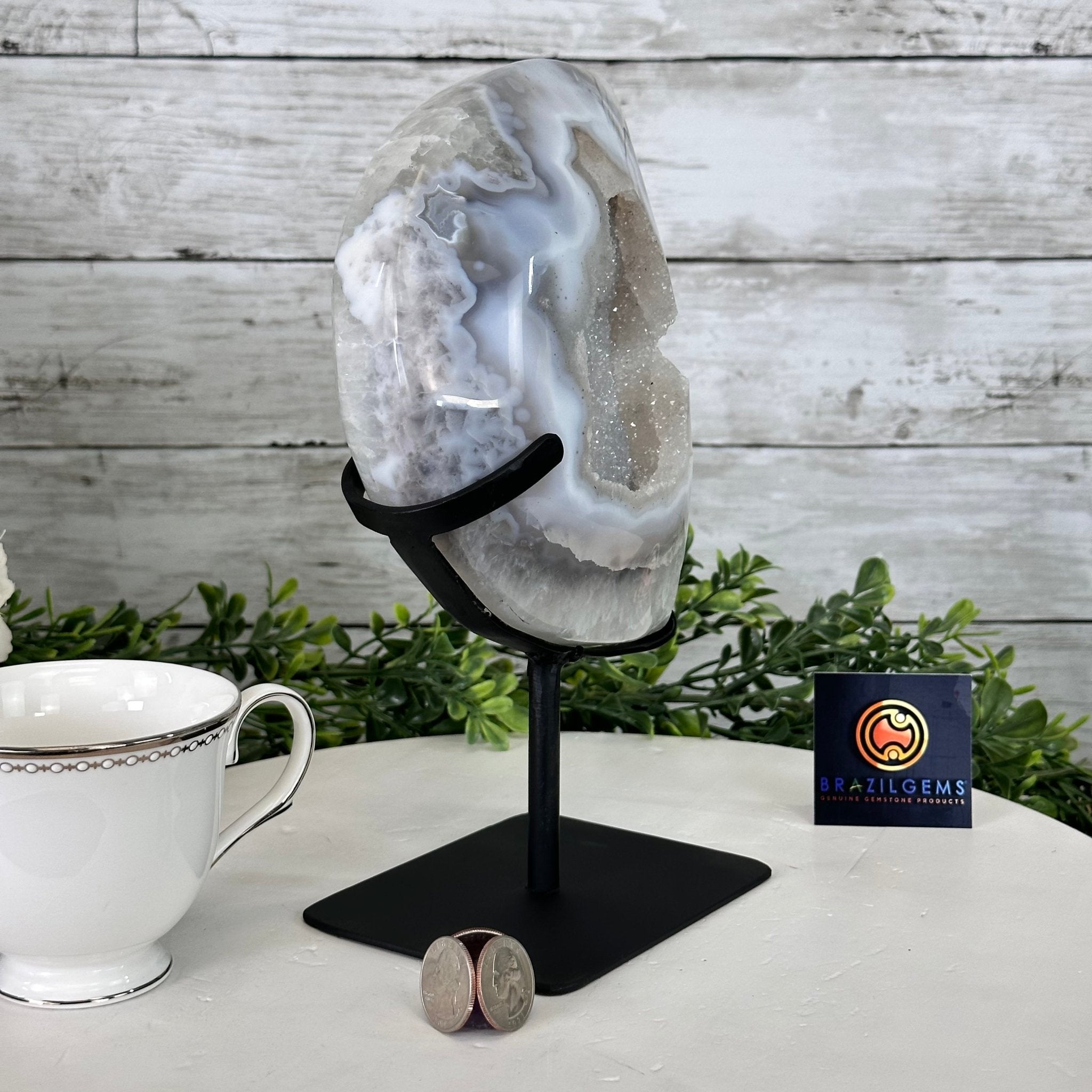 Polished Agate Crescent Moon on a Stand, 5.3 lbs & 9.8" Tall #5740NA-010 by Brazil Gems - Brazil GemsBrazil GemsPolished Agate Crescent Moon on a Stand, 5.3 lbs & 9.8" Tall #5740NA-010 by Brazil GemsCrescent Moons5740NA-010