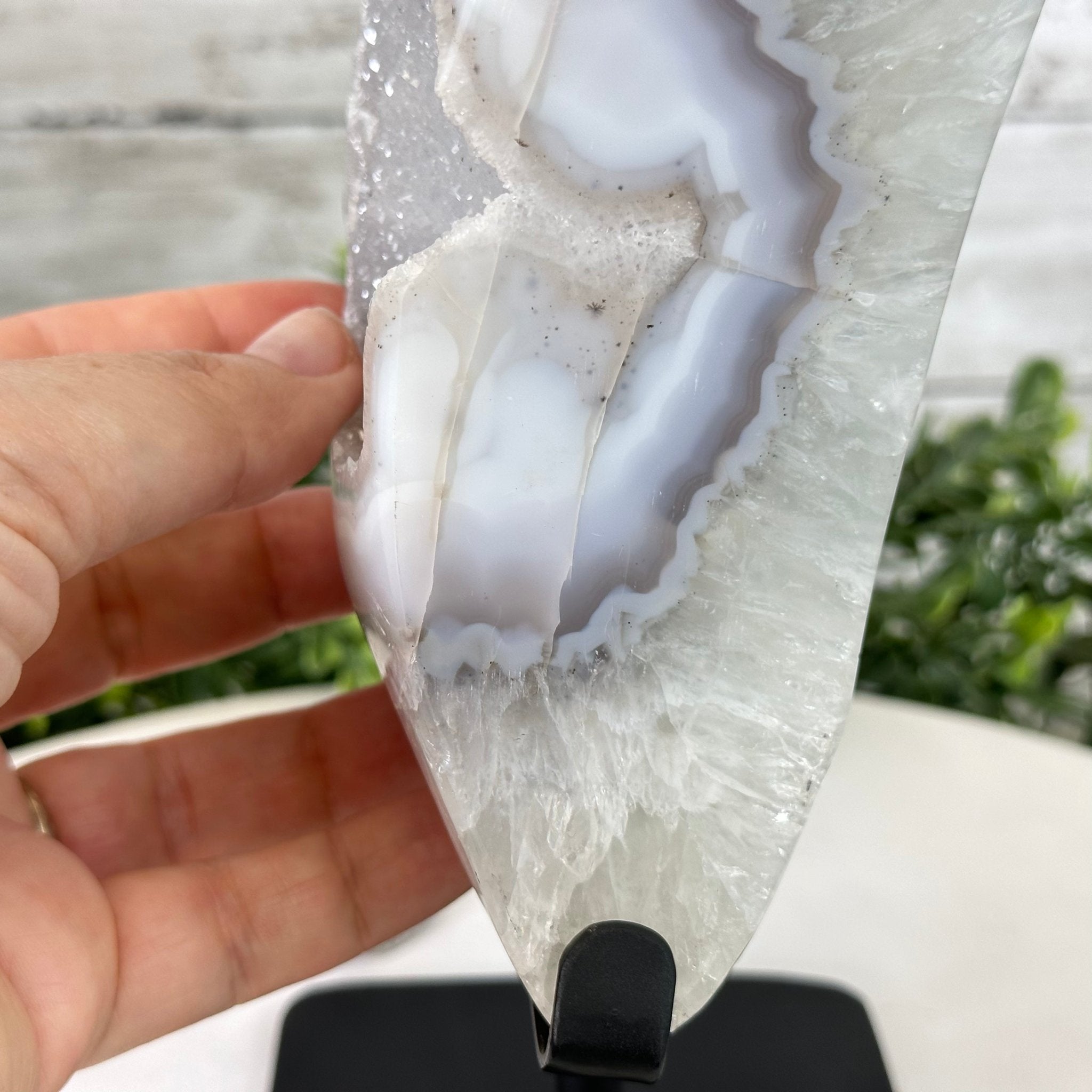 Polished Agate Crescent Moon on a Stand, 5.3 lbs & 9.8" Tall #5740NA-010 by Brazil Gems - Brazil GemsBrazil GemsPolished Agate Crescent Moon on a Stand, 5.3 lbs & 9.8" Tall #5740NA-010 by Brazil GemsCrescent Moons5740NA-010