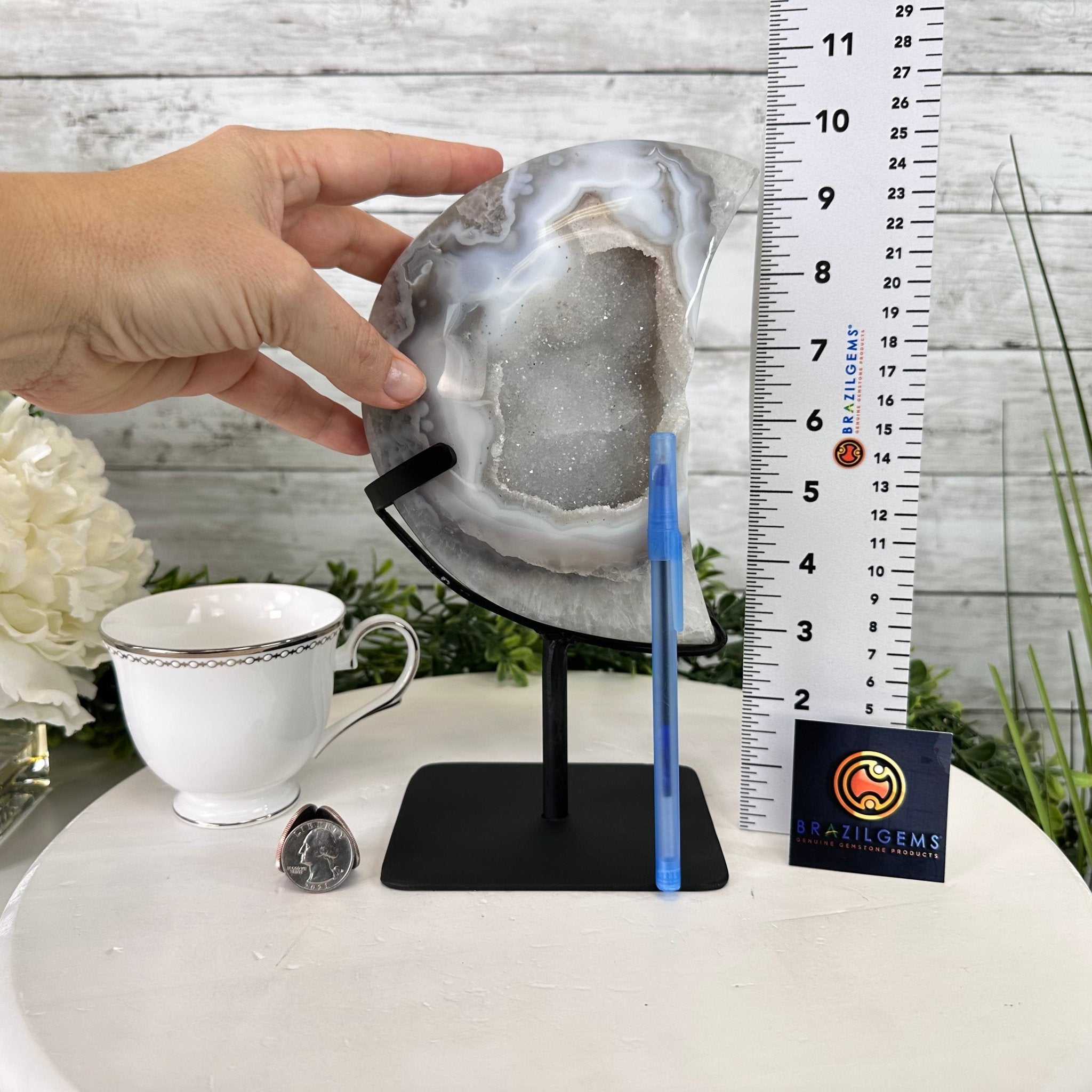 Polished Agate Crescent Moon on a Stand, 5.3 lbs & 9.8" Tall #5740NA-010 by Brazil Gems - Brazil GemsBrazil GemsPolished Agate Crescent Moon on a Stand, 5.3 lbs & 9.8" Tall #5740NA-010 by Brazil GemsCrescent Moons5740NA-010
