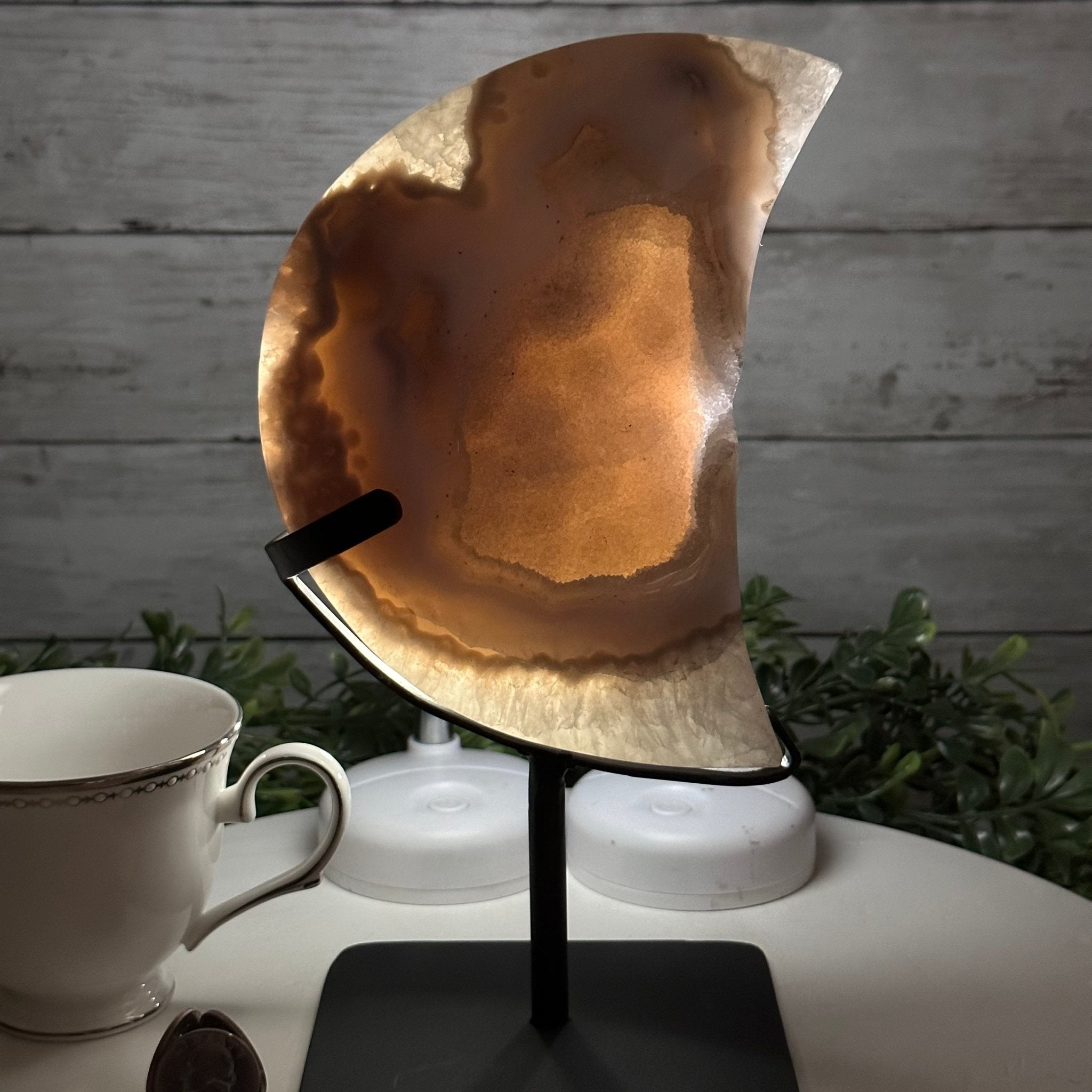 Polished Agate Crescent Moon on a Stand, 5.3 lbs & 9.8" Tall #5740NA-010 by Brazil Gems - Brazil GemsBrazil GemsPolished Agate Crescent Moon on a Stand, 5.3 lbs & 9.8" Tall #5740NA-010 by Brazil GemsCrescent Moons5740NA-010