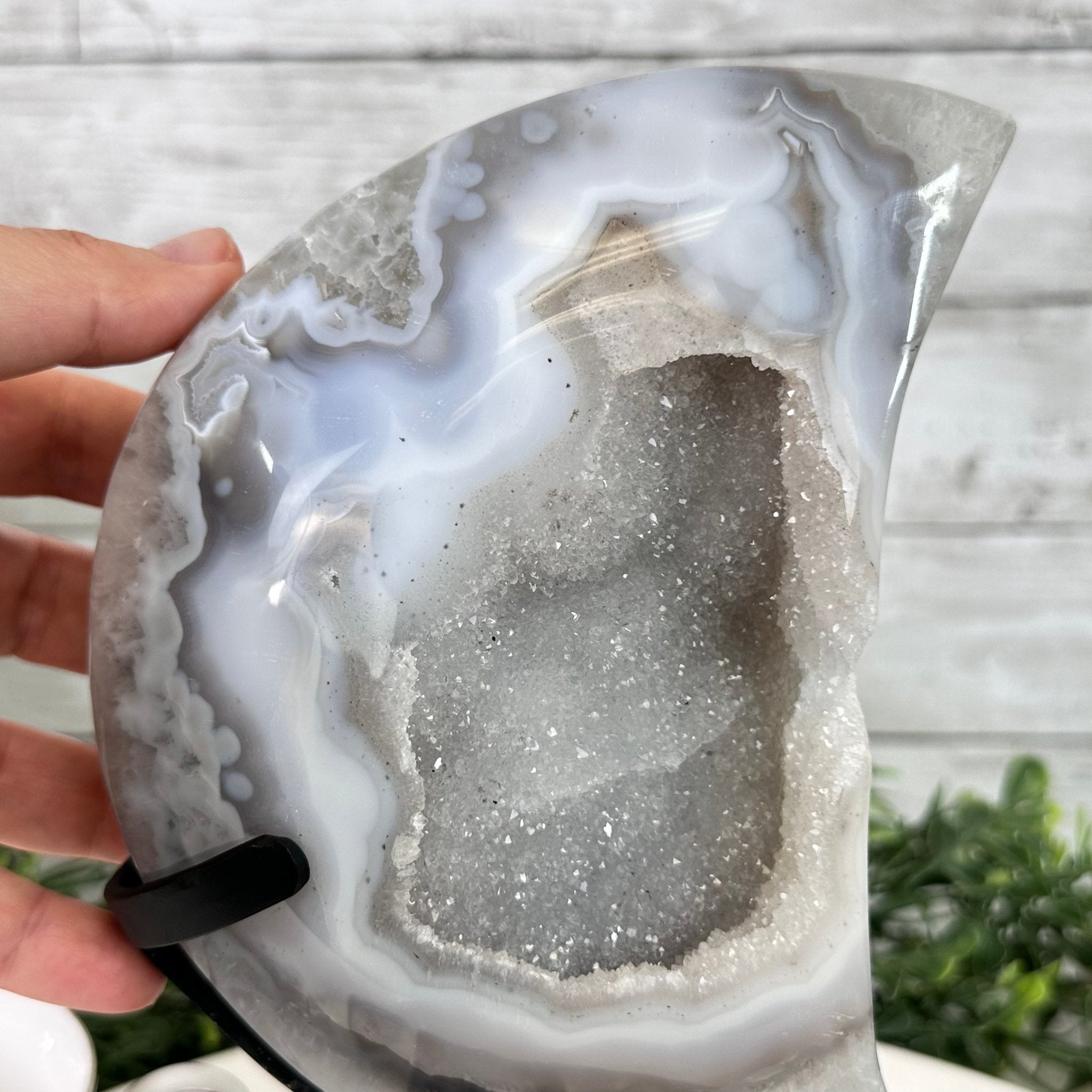 Polished Agate Crescent Moon on a Stand, 5.3 lbs & 9.8" Tall #5740NA-010 by Brazil Gems - Brazil GemsBrazil GemsPolished Agate Crescent Moon on a Stand, 5.3 lbs & 9.8" Tall #5740NA-010 by Brazil GemsCrescent Moons5740NA-010