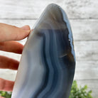 Polished Agate Crescent Moon on a Stand, 6.4 lbs & 10.5" Tall #5740NA-012 by Brazil Gems - Brazil GemsBrazil GemsPolished Agate Crescent Moon on a Stand, 6.4 lbs & 10.5" Tall #5740NA-012 by Brazil GemsCrescent Moons5740NA-012